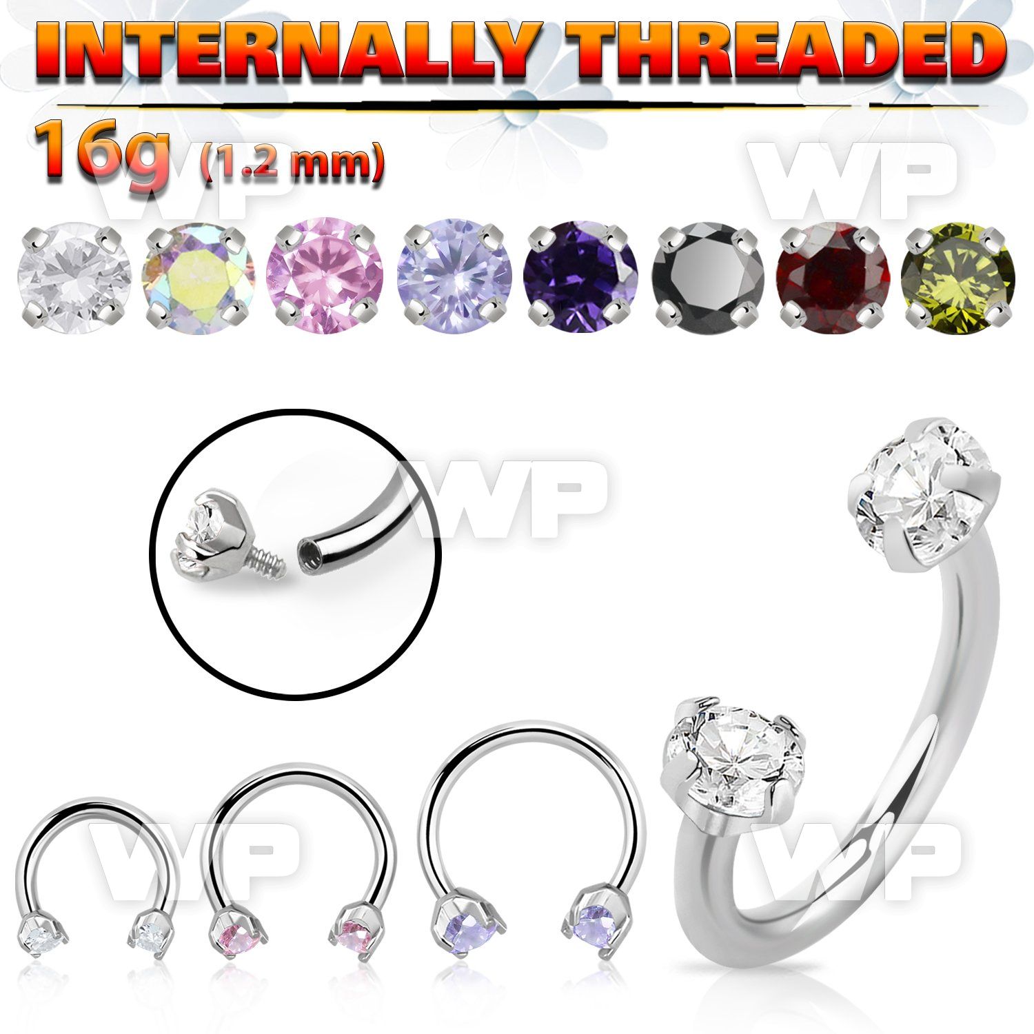 64wk6g8u internally threaded 316l steel circularbarbell 1 2mm 3mm eyebrow piercing