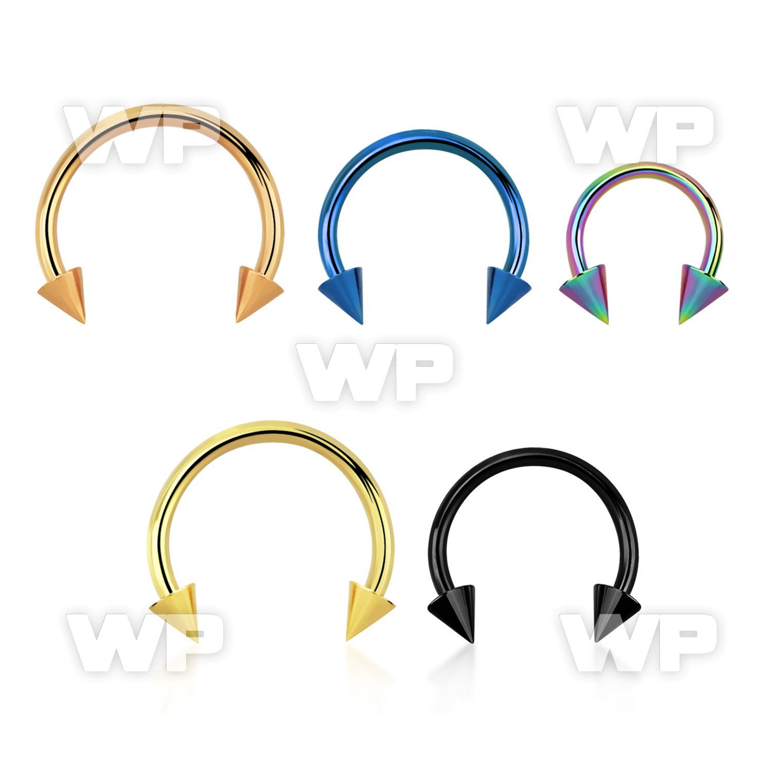 64wr6uet ion plated surgical steel cbr horseshoe 1mm 3mm cones eyebrow piercing