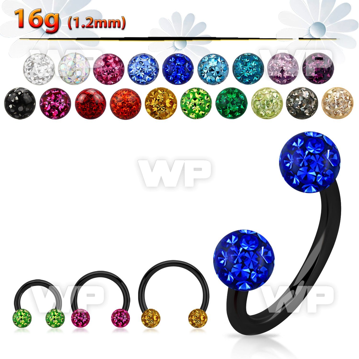 64wrd0 ion plated surgical steel cbr horseshoe 1 2mm 4mm multi belly piercing