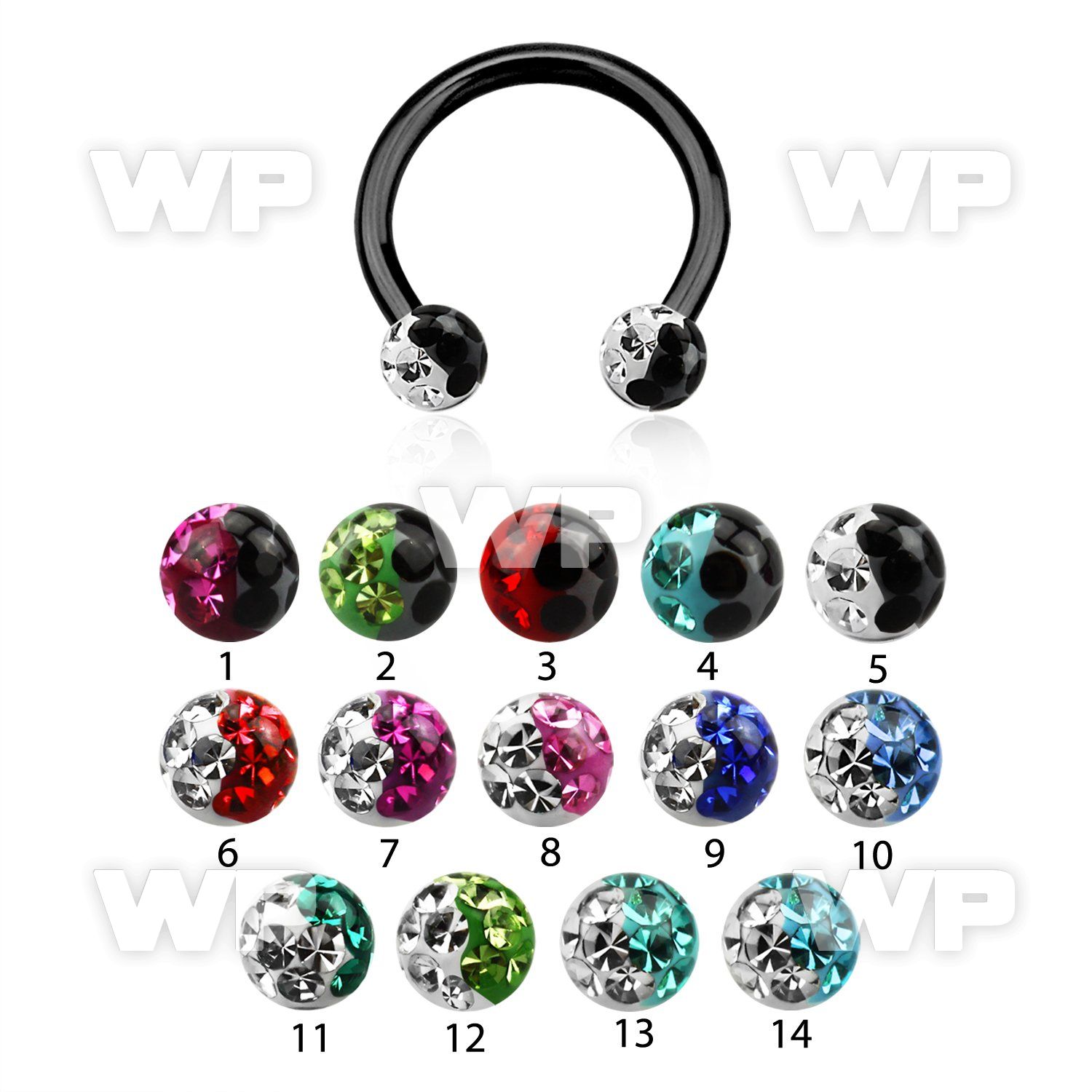 64wrdazw ion plated surgical steel cbr horseshoe 1 2mm 3mm multi belly piercing