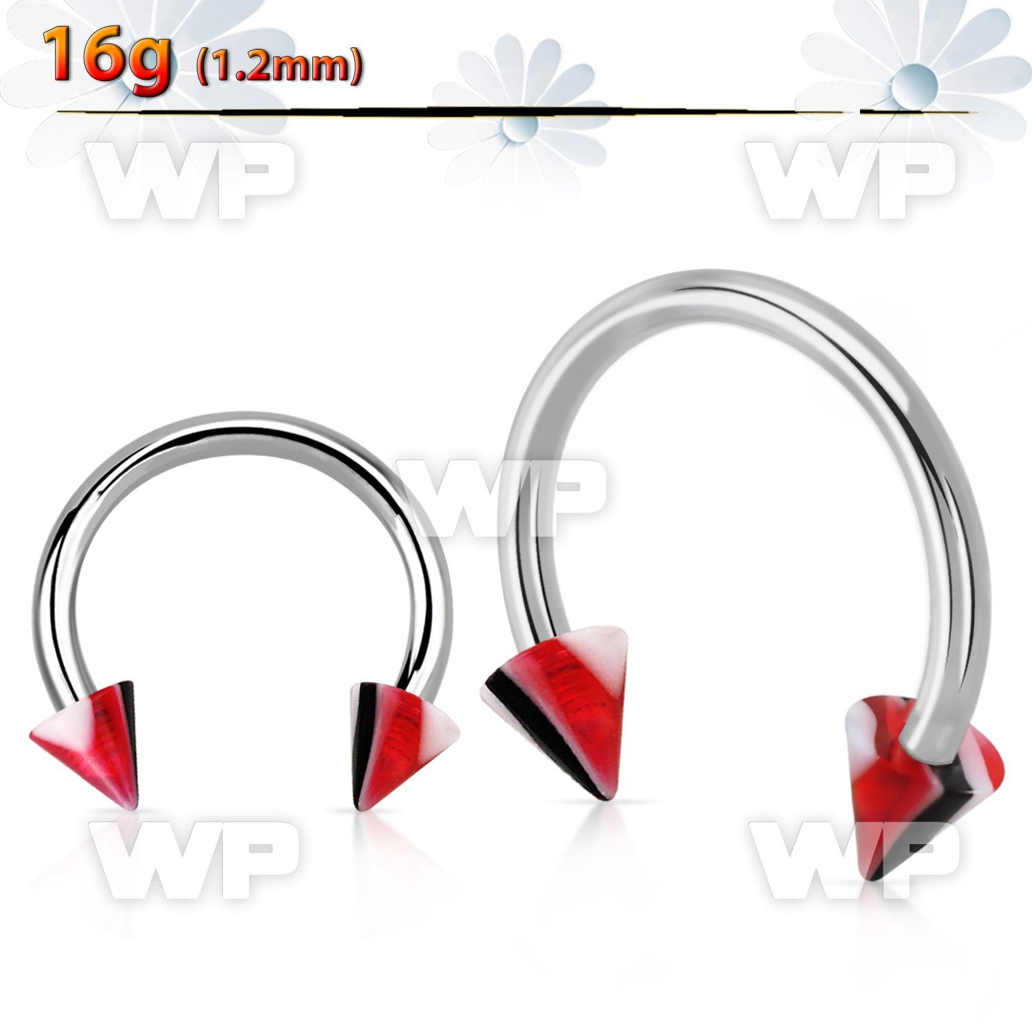 64wu77 surgical steel cbr horseshoe 1 2mm 3mm acrylic red bla belly piercing