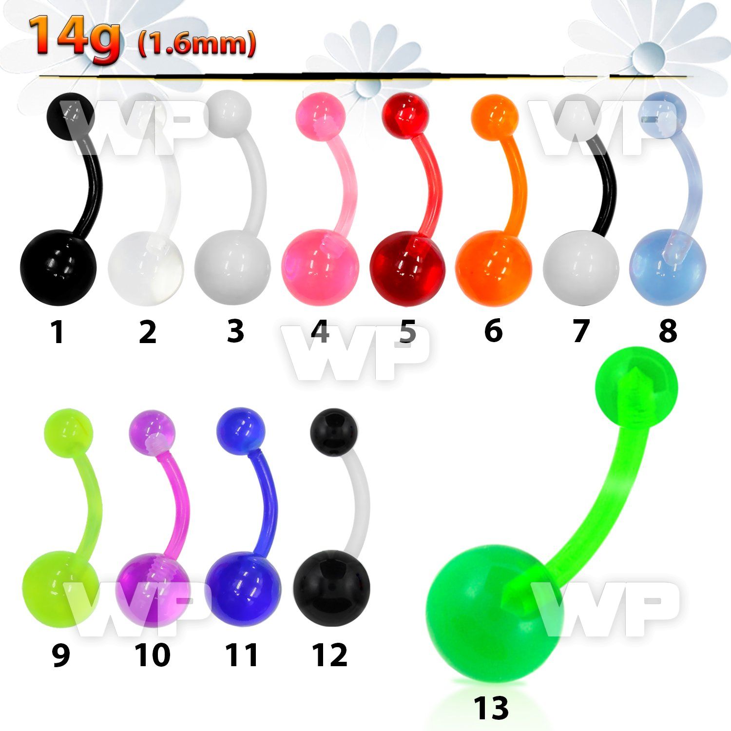 74uhq flexible acrylic belly ring 5 8mm acrylic uv balls lengt belly piercing