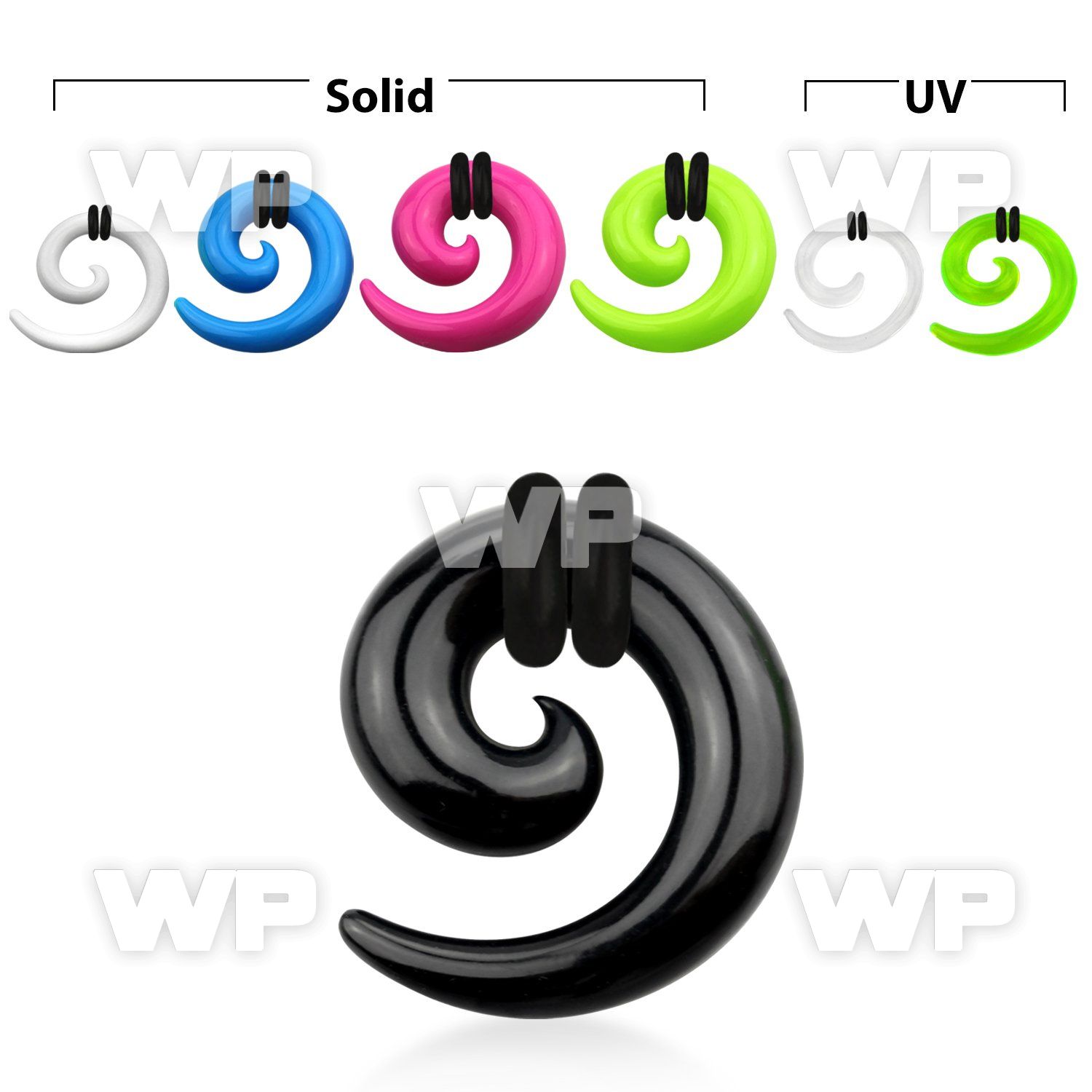 7665a acrylic solid uv spiral coil taper o ring ear lobe piercing