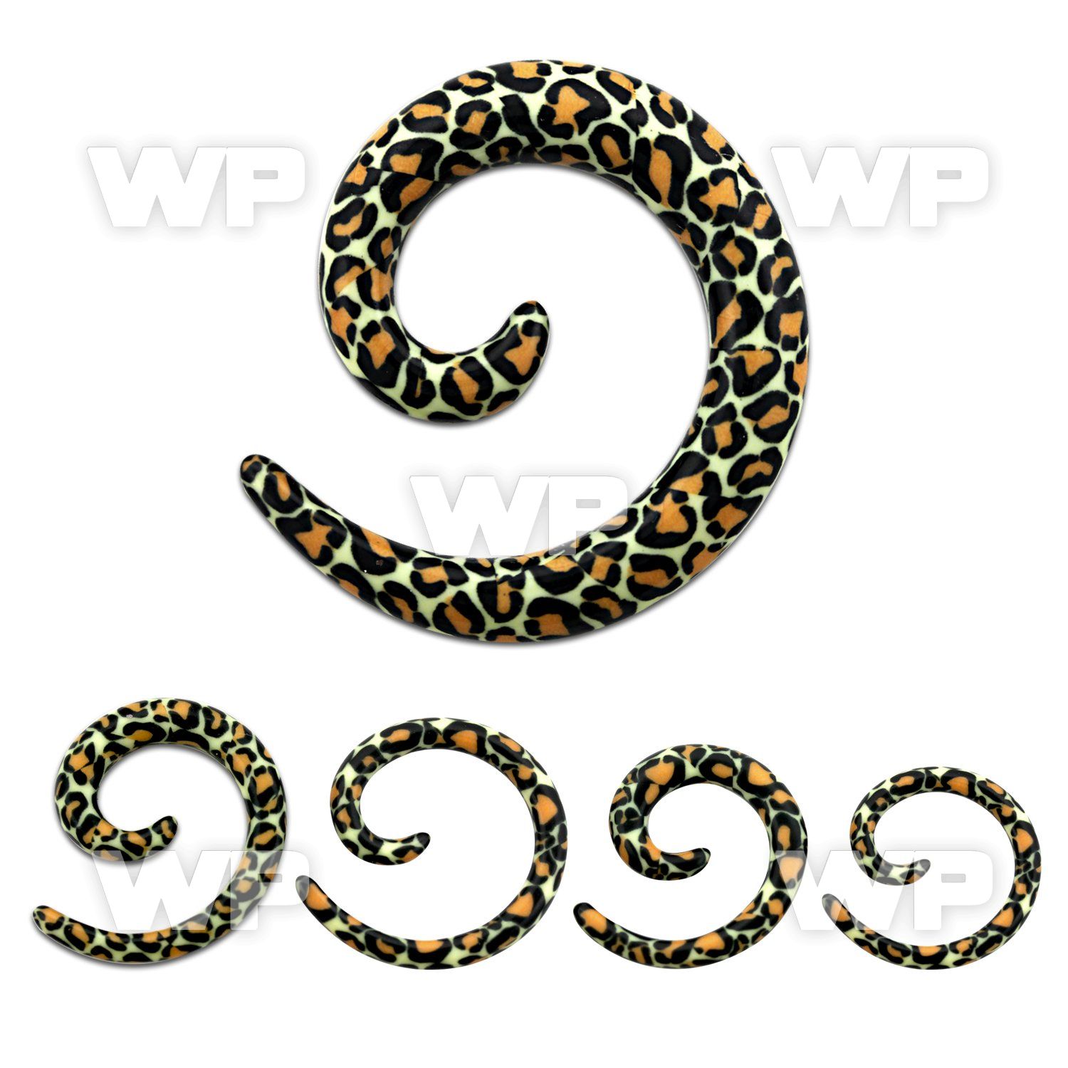 7665d acrylic spiral coil tapersnake skin pattern print ear lobe piercing