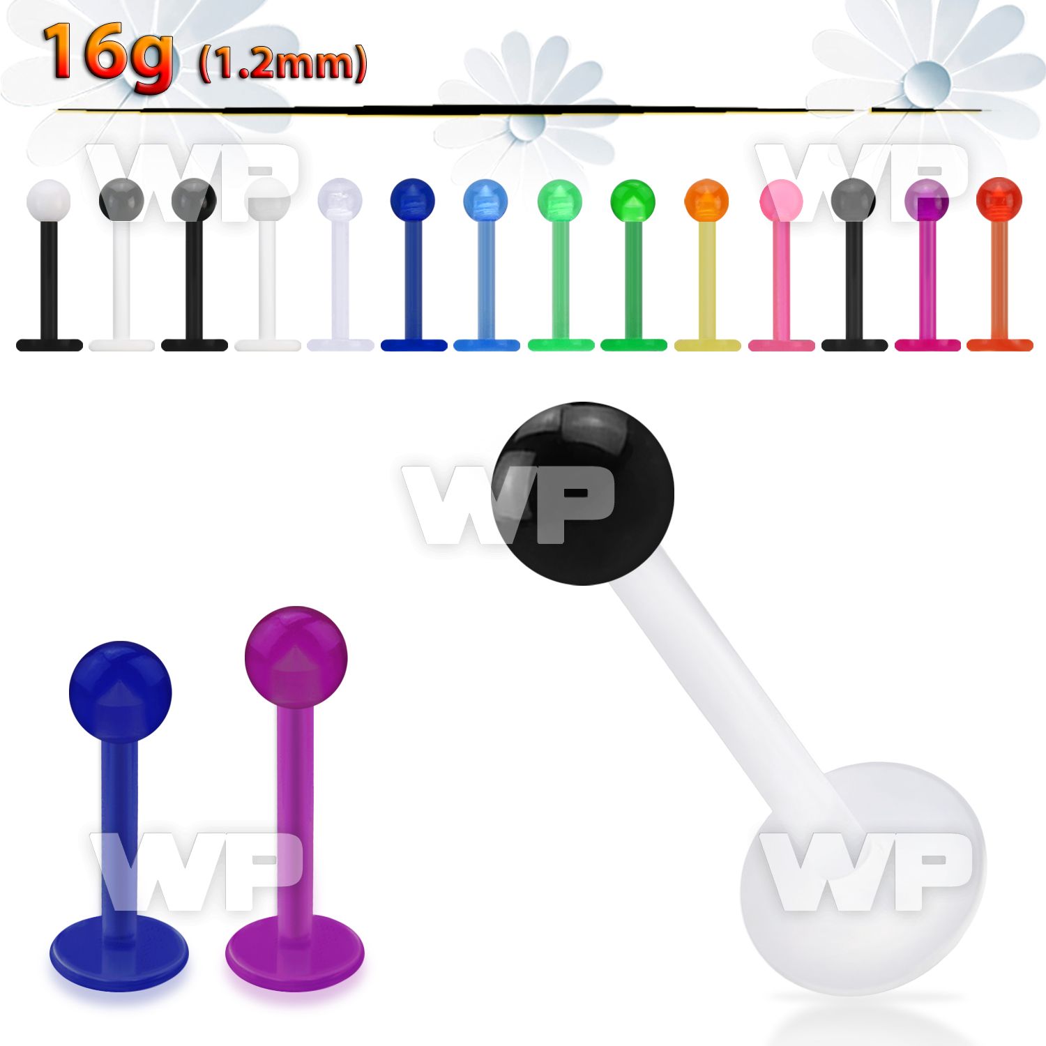 7b4wq4 flexible acrylic labret stud 1 2mm 3mm uv ball belly piercing