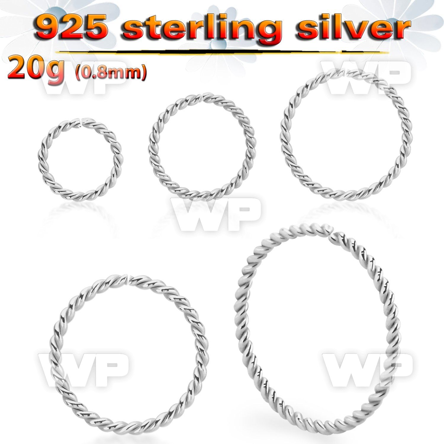 7i3wbokp silver seamless nose ring twisted wire 20g