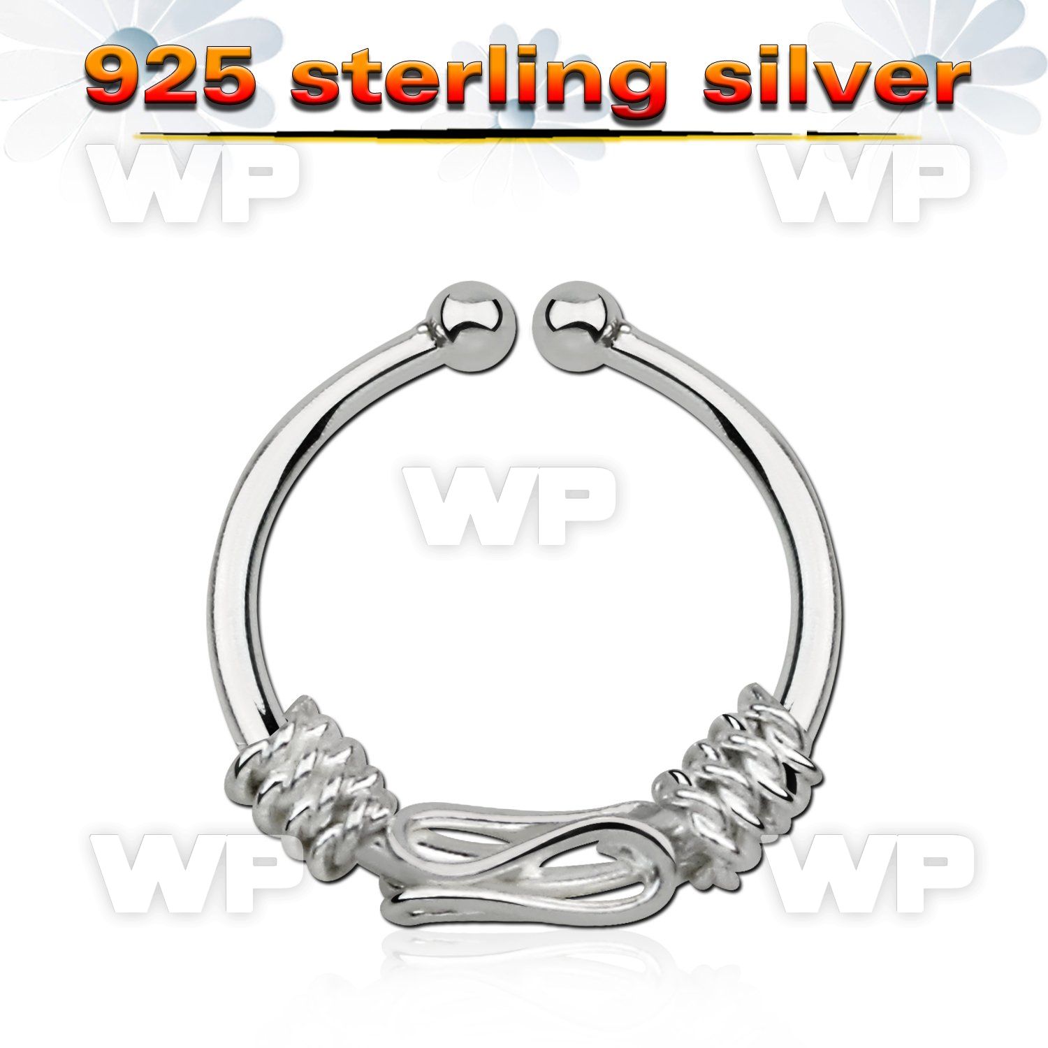 7i3wmek1 silver 925 fake septum piercing ring 1mm balinese wire septum piercing