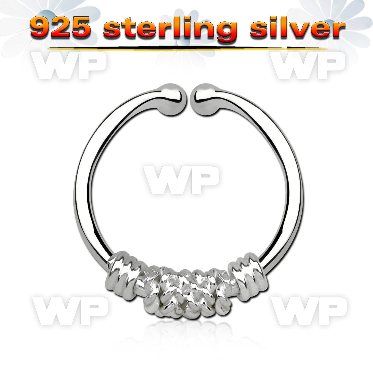 7i3wmek4 silver 925 fake septum piercing ring 1mm knoted wire septum piercing