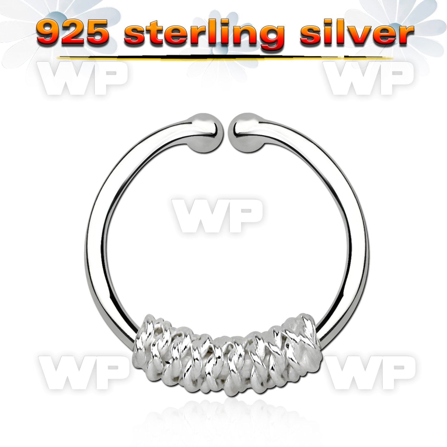 7i3wmek8 silver 925 fake septum piercing ring 1mm thick rope wra septum piercing