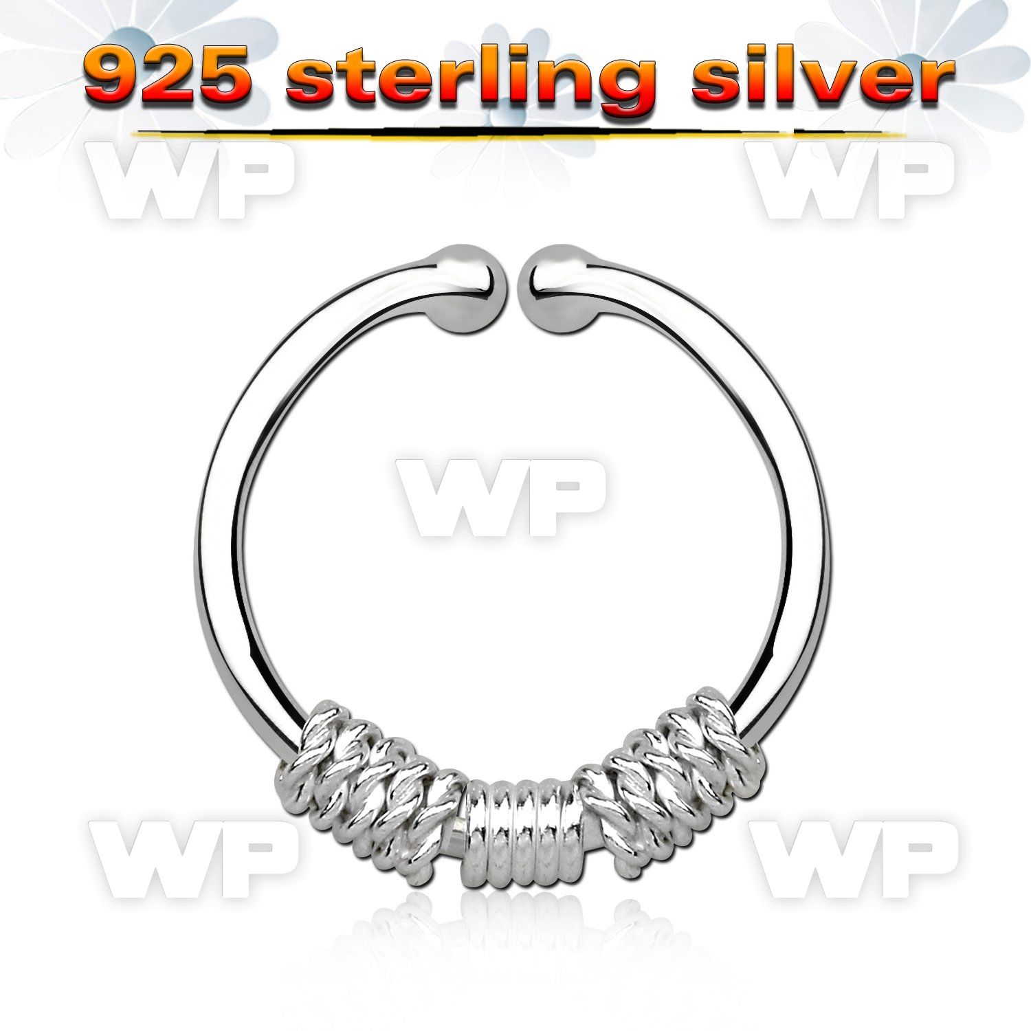 7i3wmekw silver 925 fake septum piercing ring 1mm three ropes septum piercing