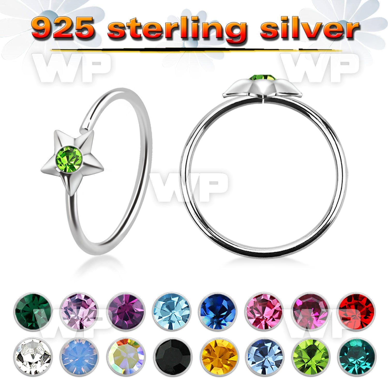 7ix3jkk 925 silver seamless nose ring color crystal star