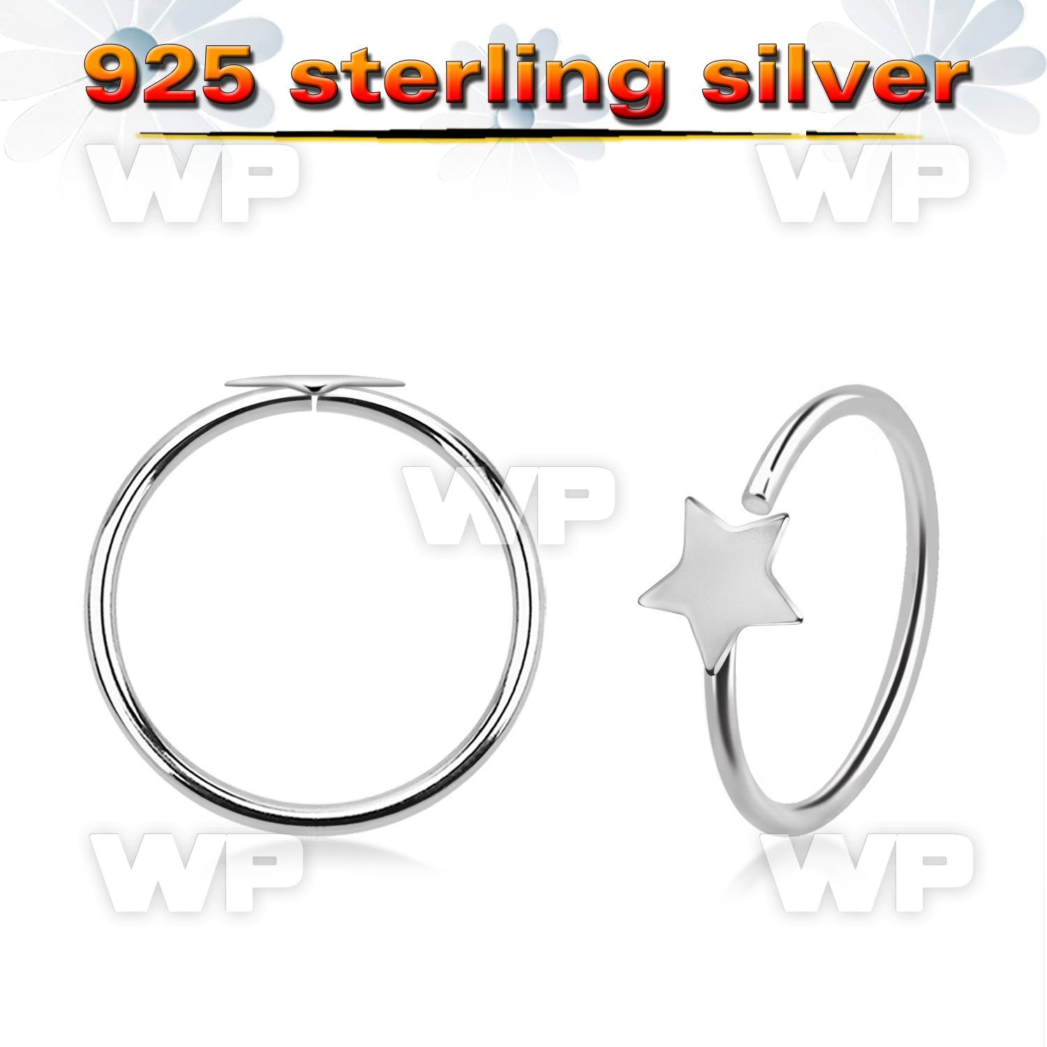 7ix3rkk 925 silver seamless nose ring star
