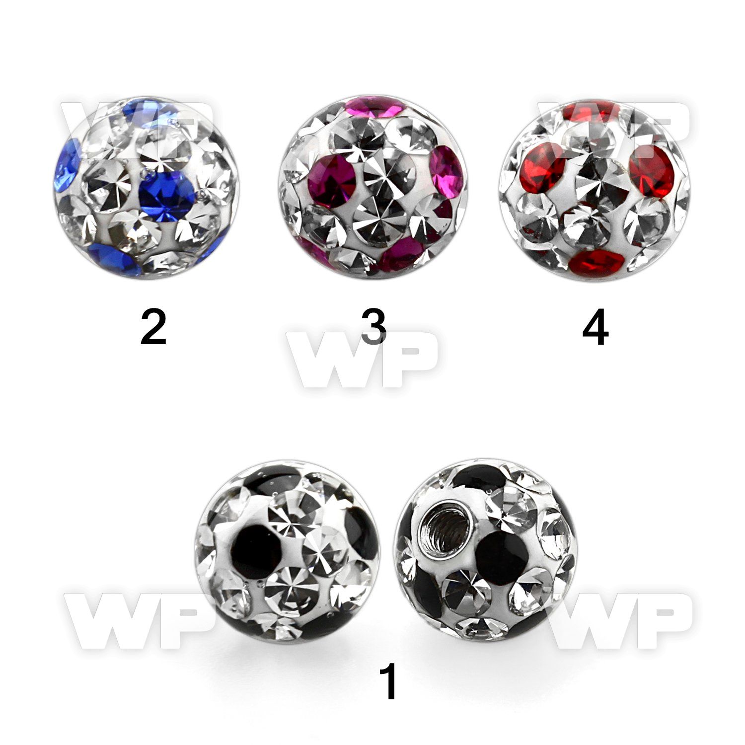 7jdas 5mm ball ferido glued multi crystals incute dotted design belly piercing