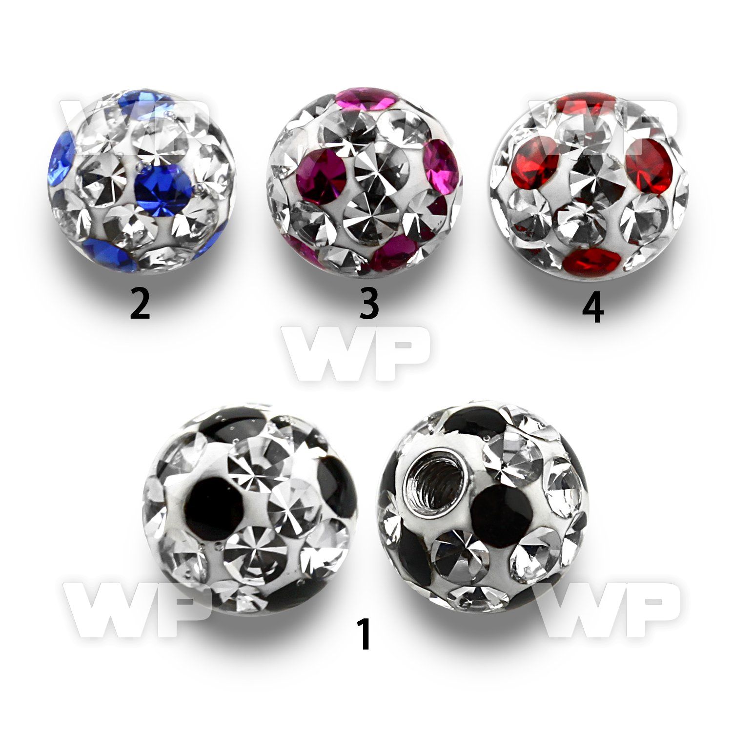 7jday 6mm ball ferido glued multi crystals incute dotted design belly piercing