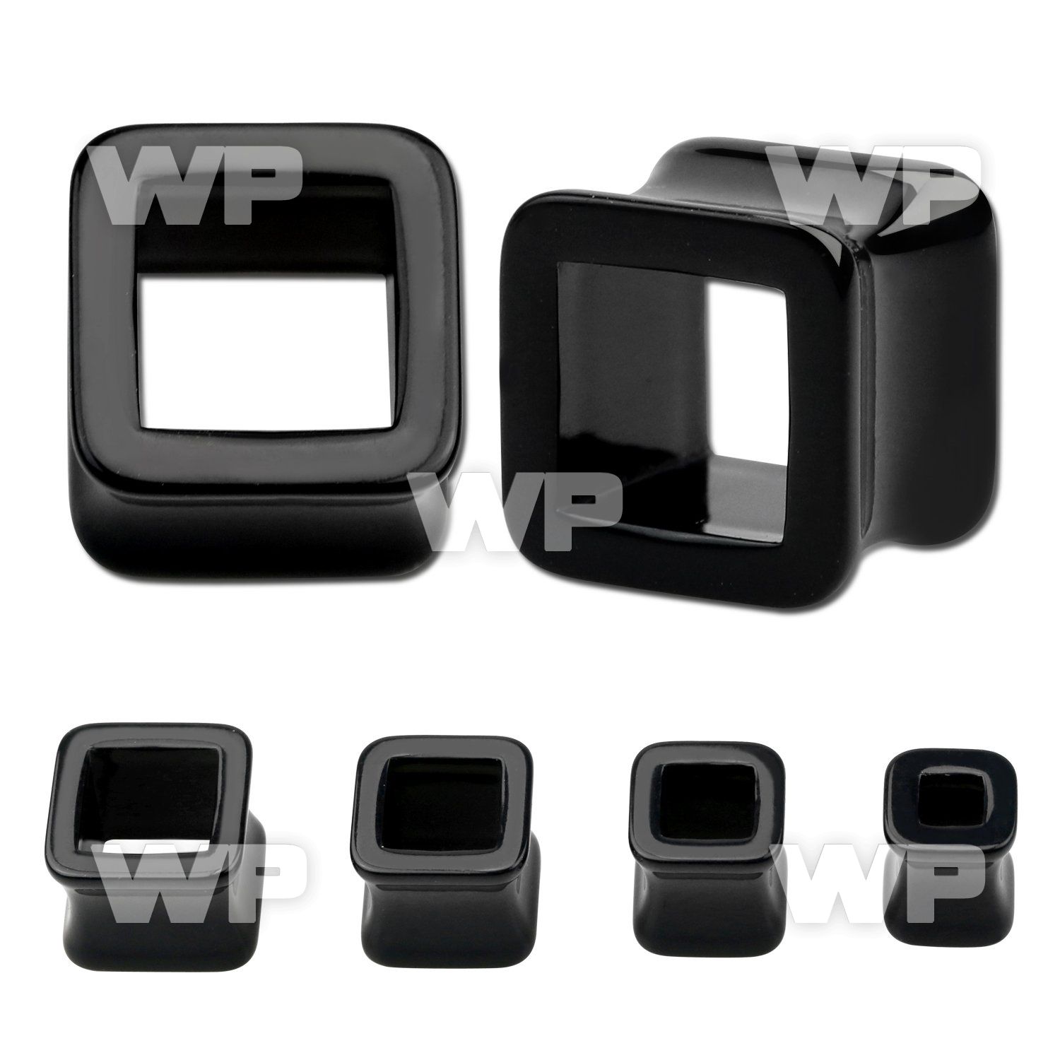7m3v square double flare flesh tunnel in black acrylic ear lobe piercing