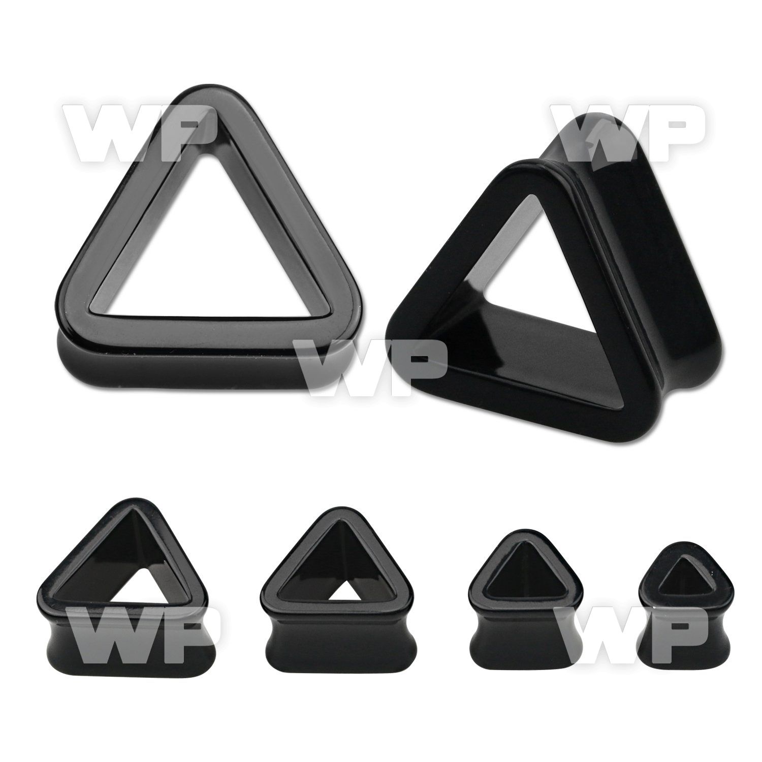 7mra triangle double flared flesh tunnel in black acrylic ear lobe piercing