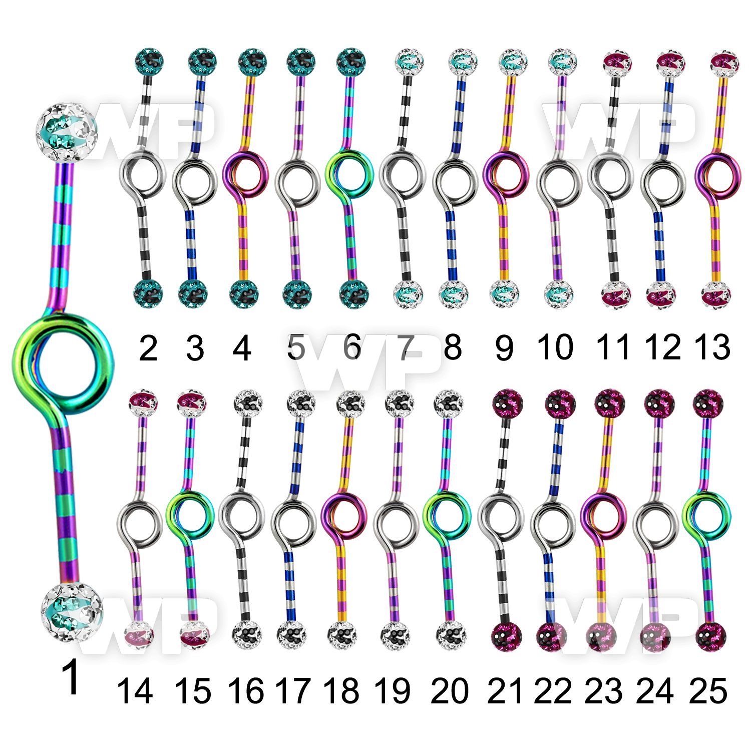 814rdas6 zebra striped ion plated surgical steel industrial loop ear piercing others