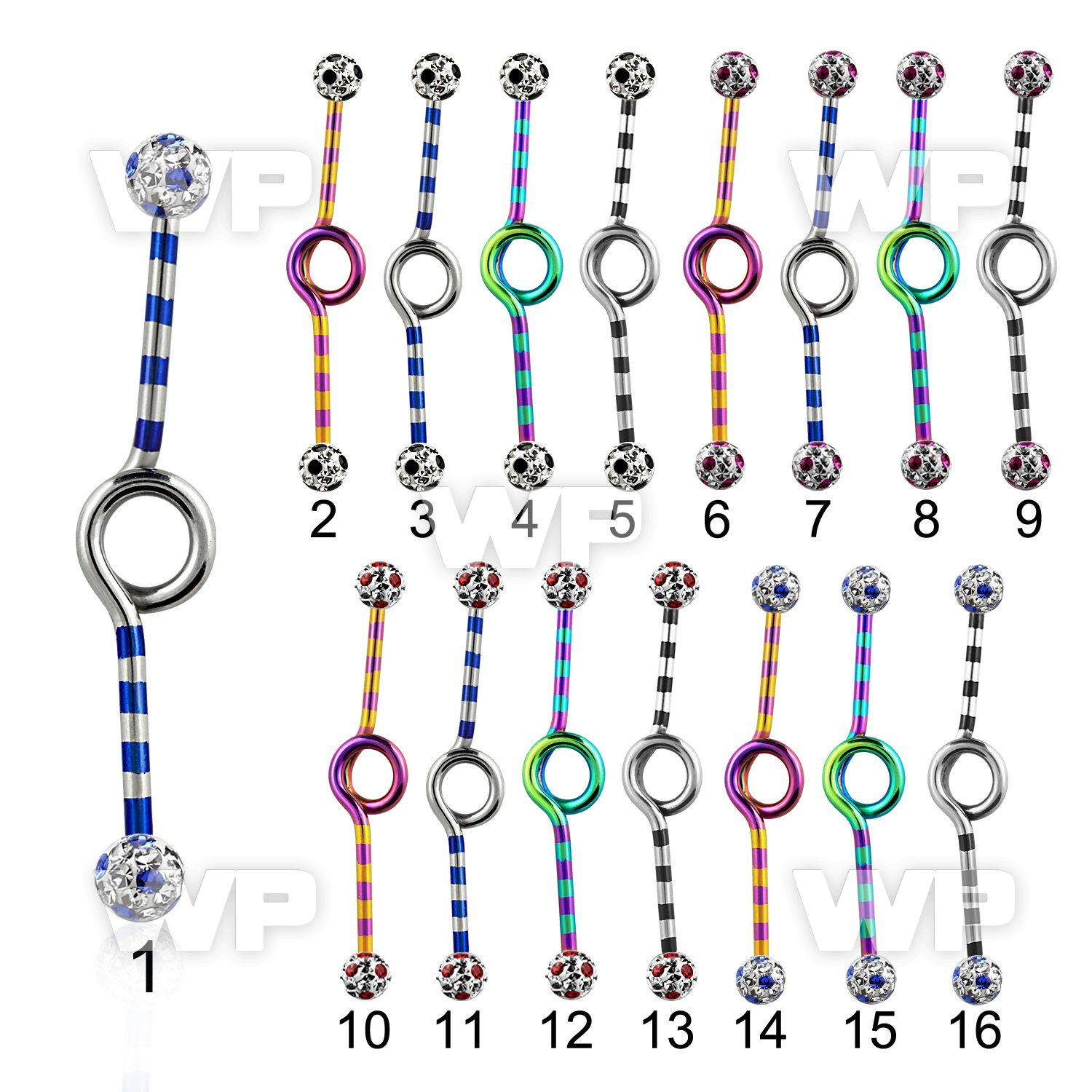 814rdas7 zebra striped ion plated 316l steel industrial loop barbe 