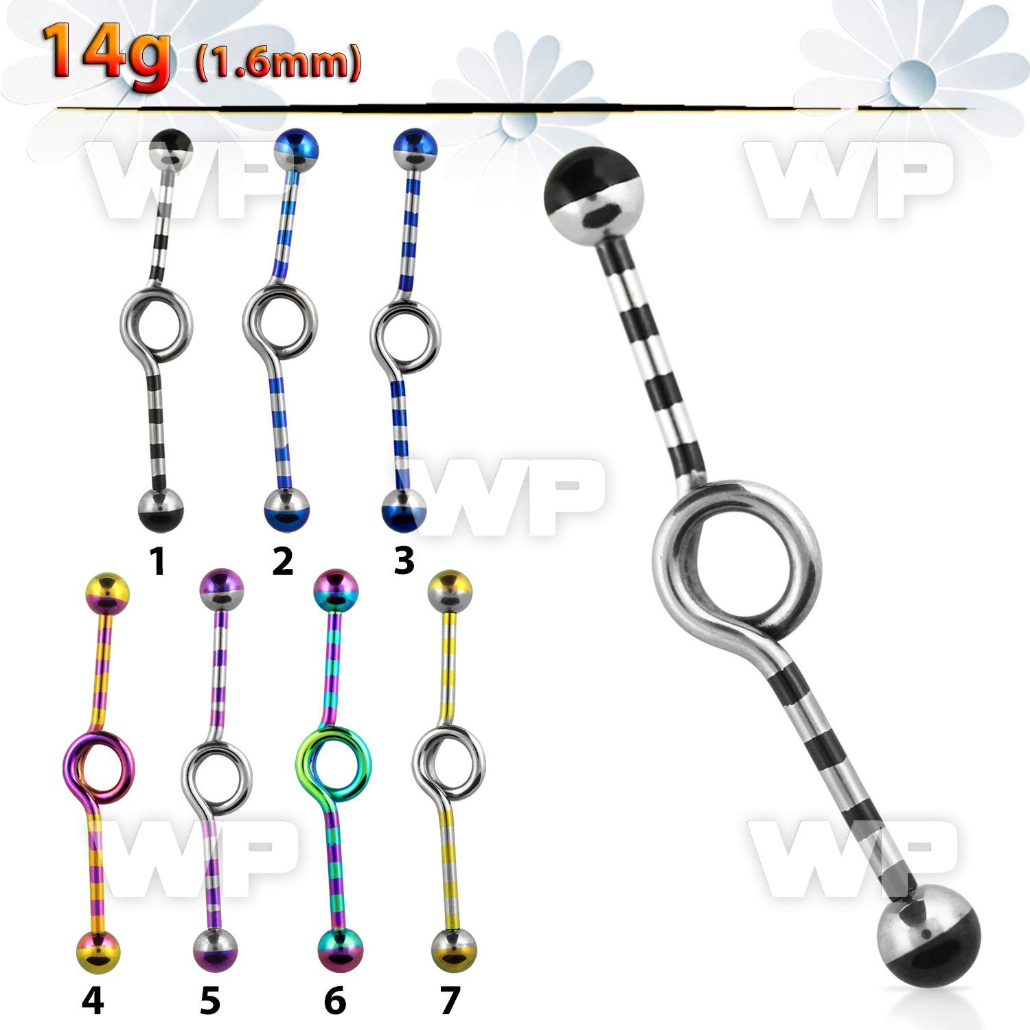 814re0 zebra striped ion plated 316l steel industrial loop barbe 