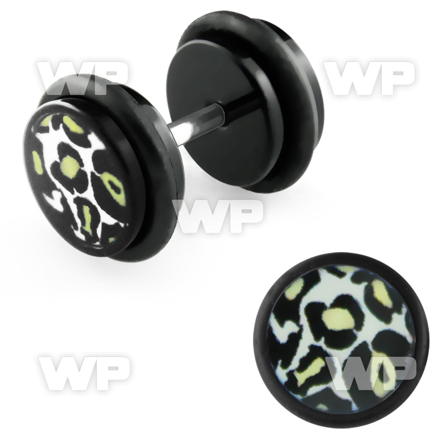 8b7ia0 black acrylic fake logo plug snow leopard logo extra belly piercing