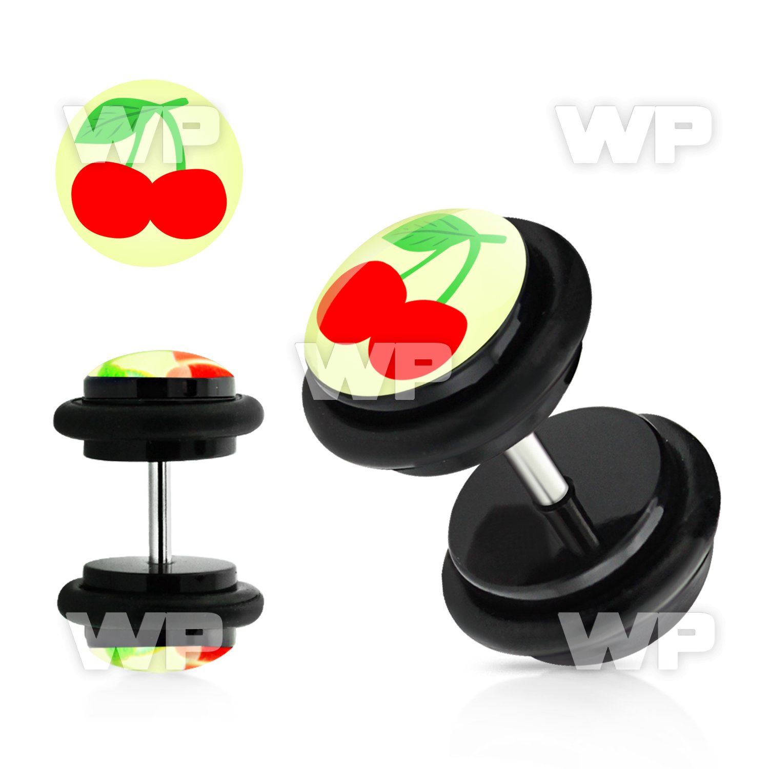 8bqiae9 acrylic fake plug cherry logo o ring s size 8mm belly piercing