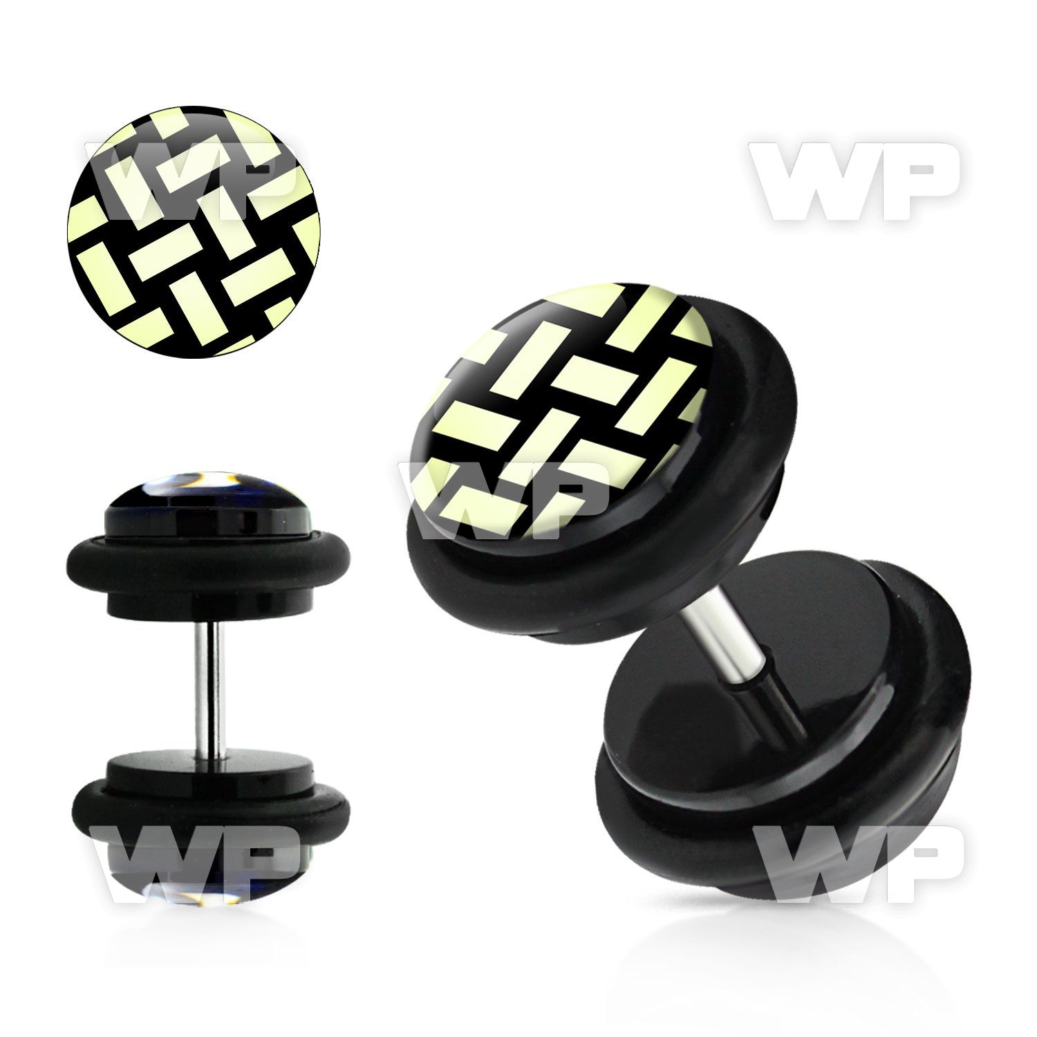 8bqiake acrylic fake plug woven design logo o ring s size 8mm belly piercing