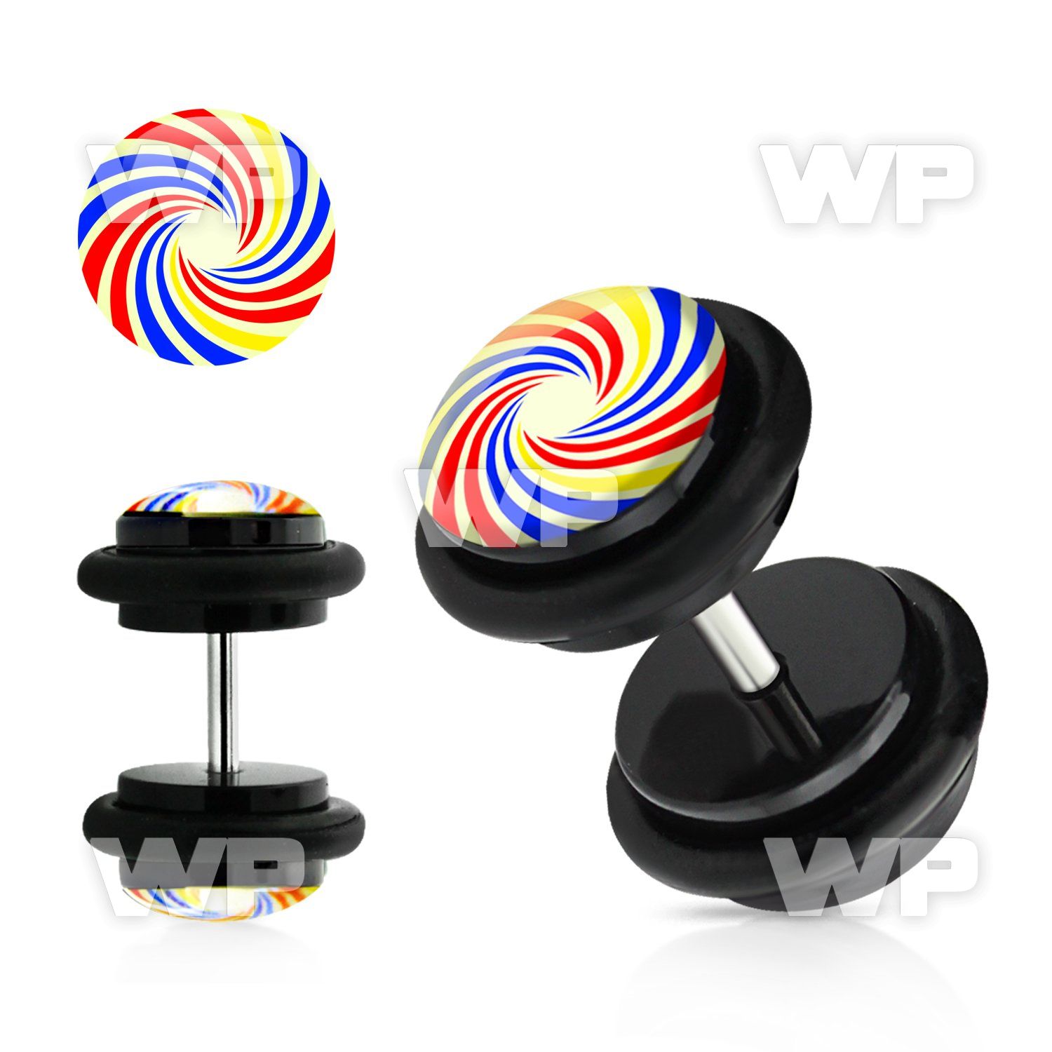 8bqiakk acrylic fake plug spiral colors logo o ring s size 8mm belly piercing