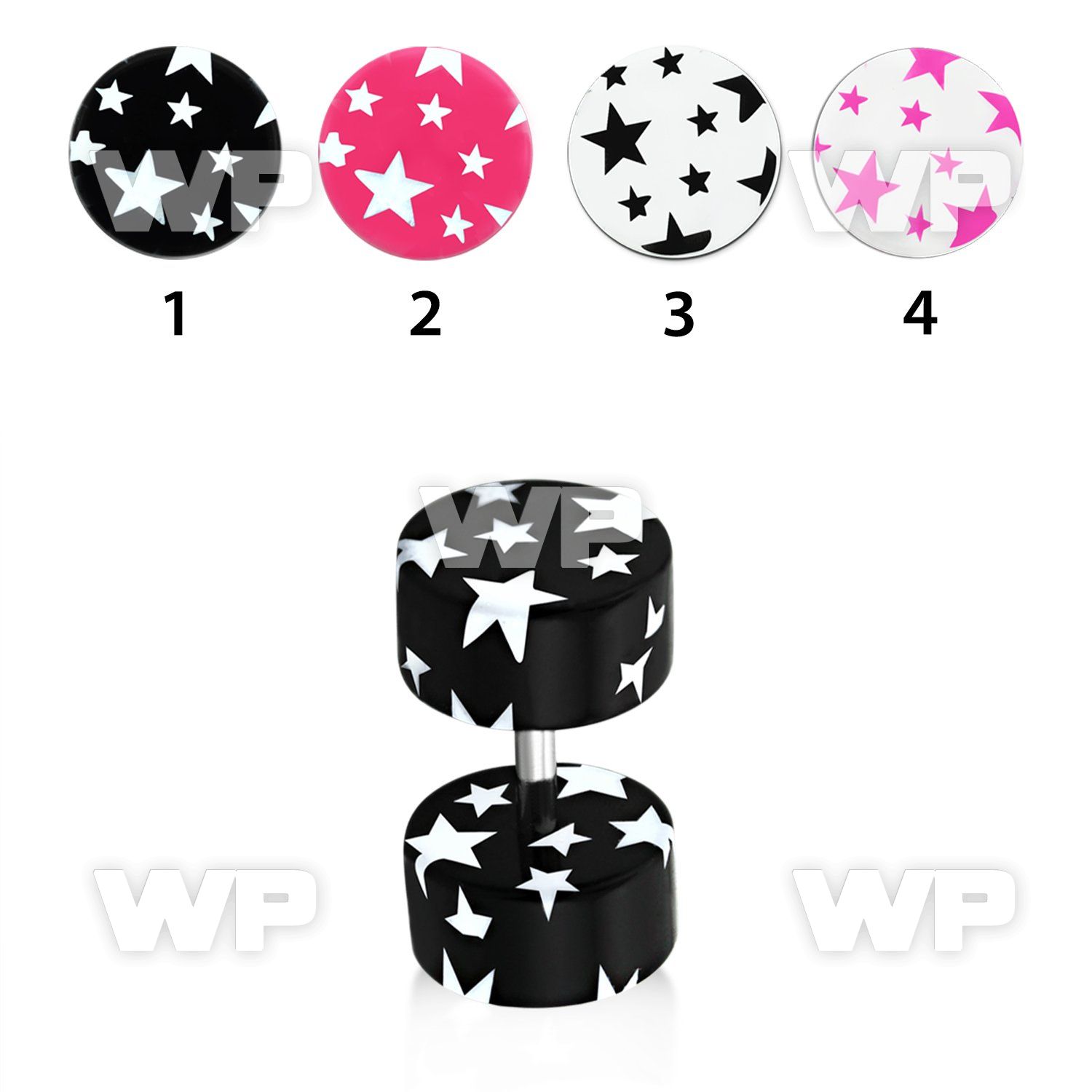 8m77 acrylic fake cheater plug cute multi star pattern belly piercing