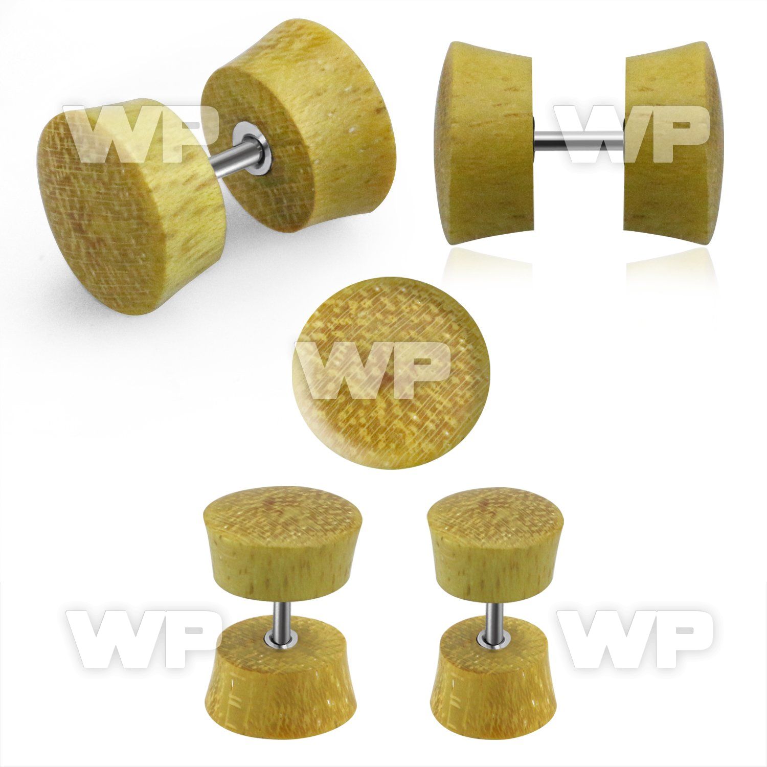 8mc7d jack fruit wood fake cheater plug surgical steel post ear lobe piercing