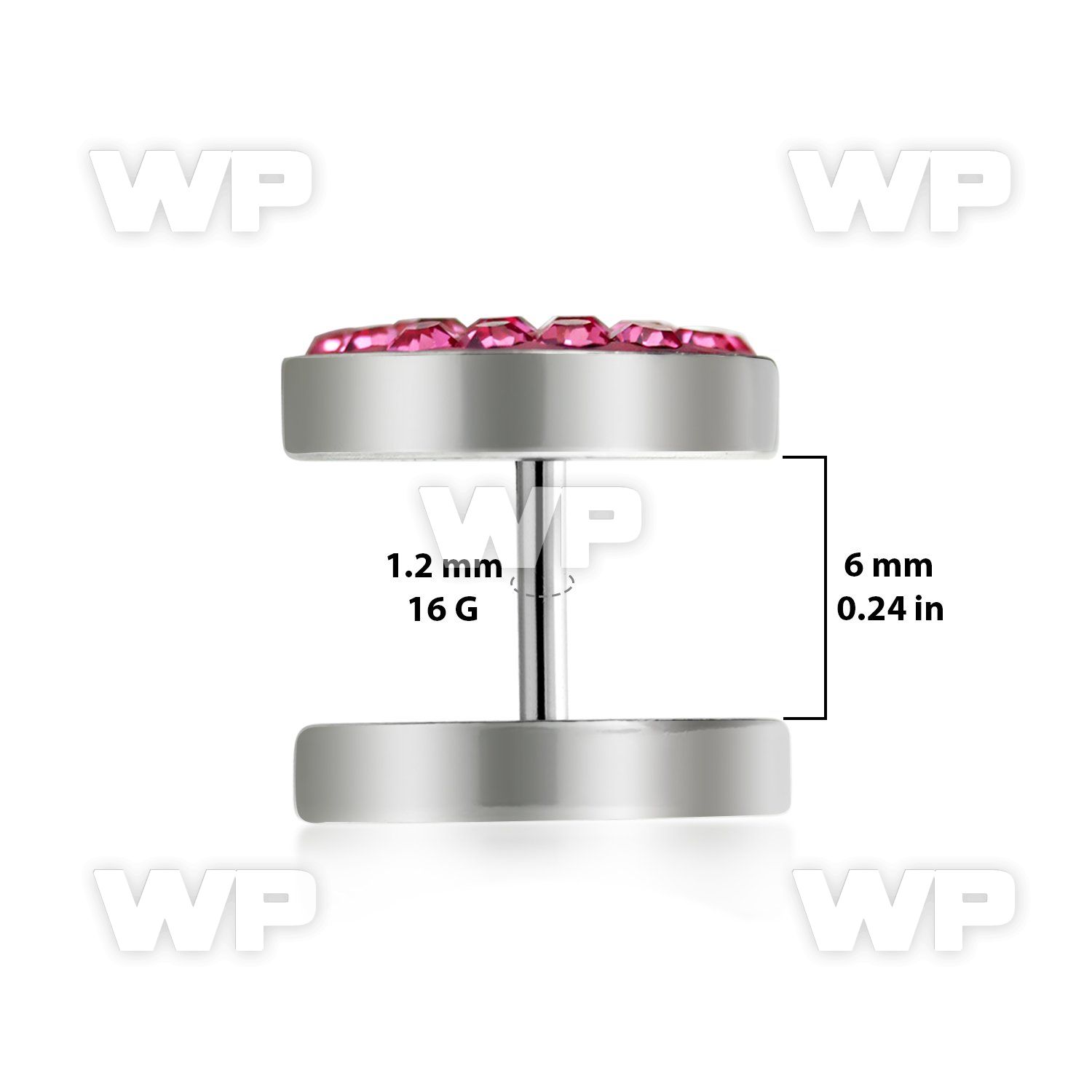 8mj6 steel fake plug ferido glued multi crystals normal high belly piercing