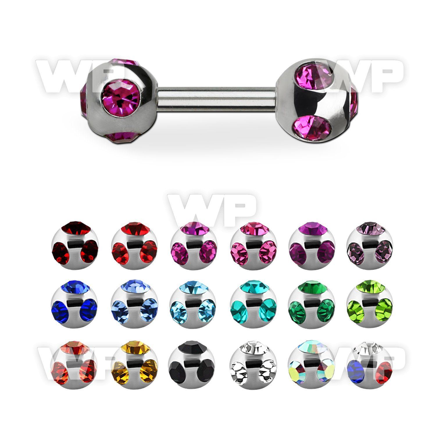 8mjc40 316l steel fake cheater plug 4mm multi jewel ball shaped ear lobe piercing