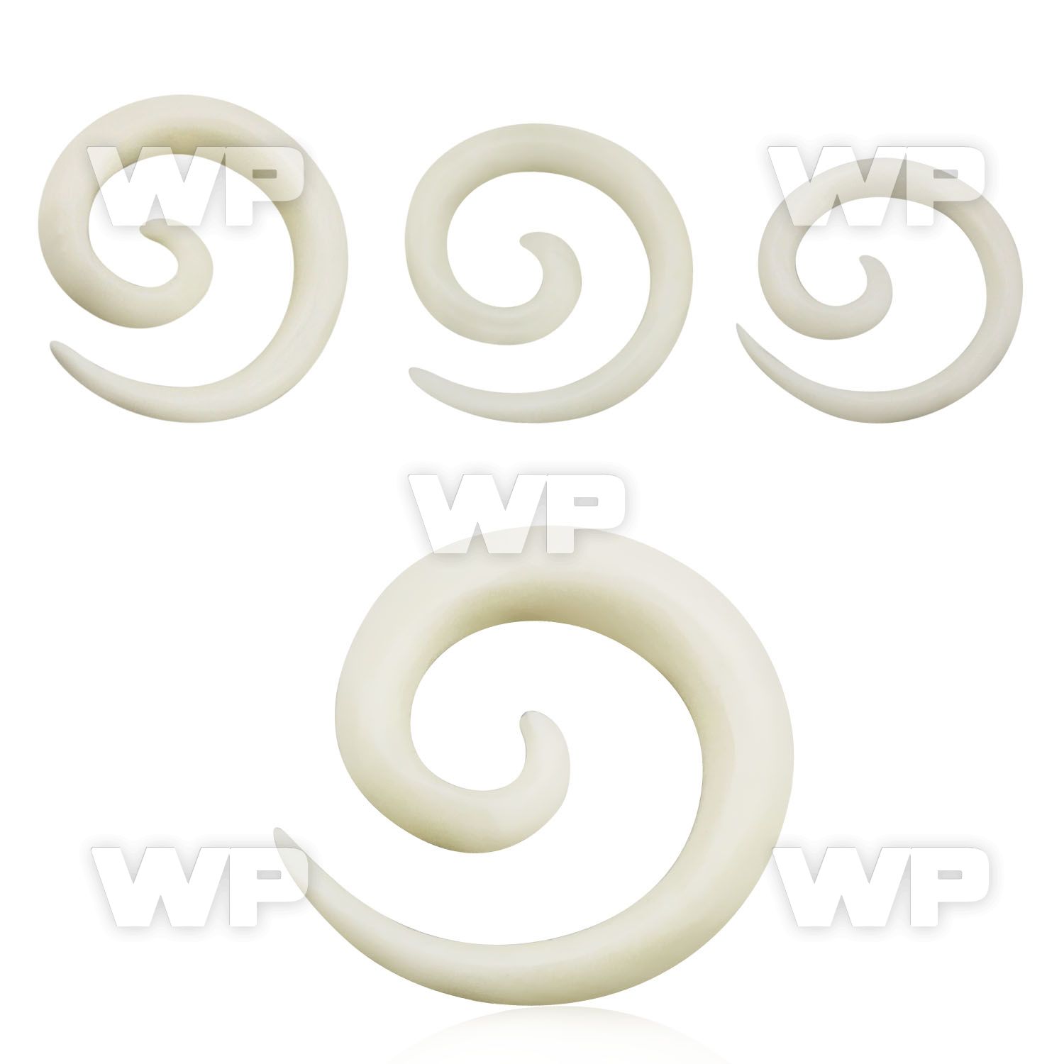 8mox organic wood spiral coil taper made from bone ear lobe piercing