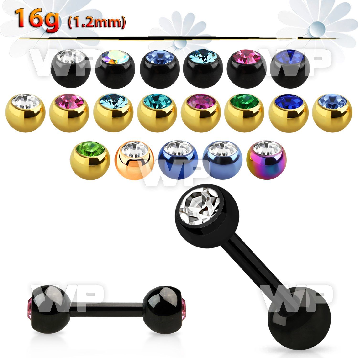 8mrc40 ion plated 316l steel fake cheater plug 4mm jewel ball ear lobe piercing