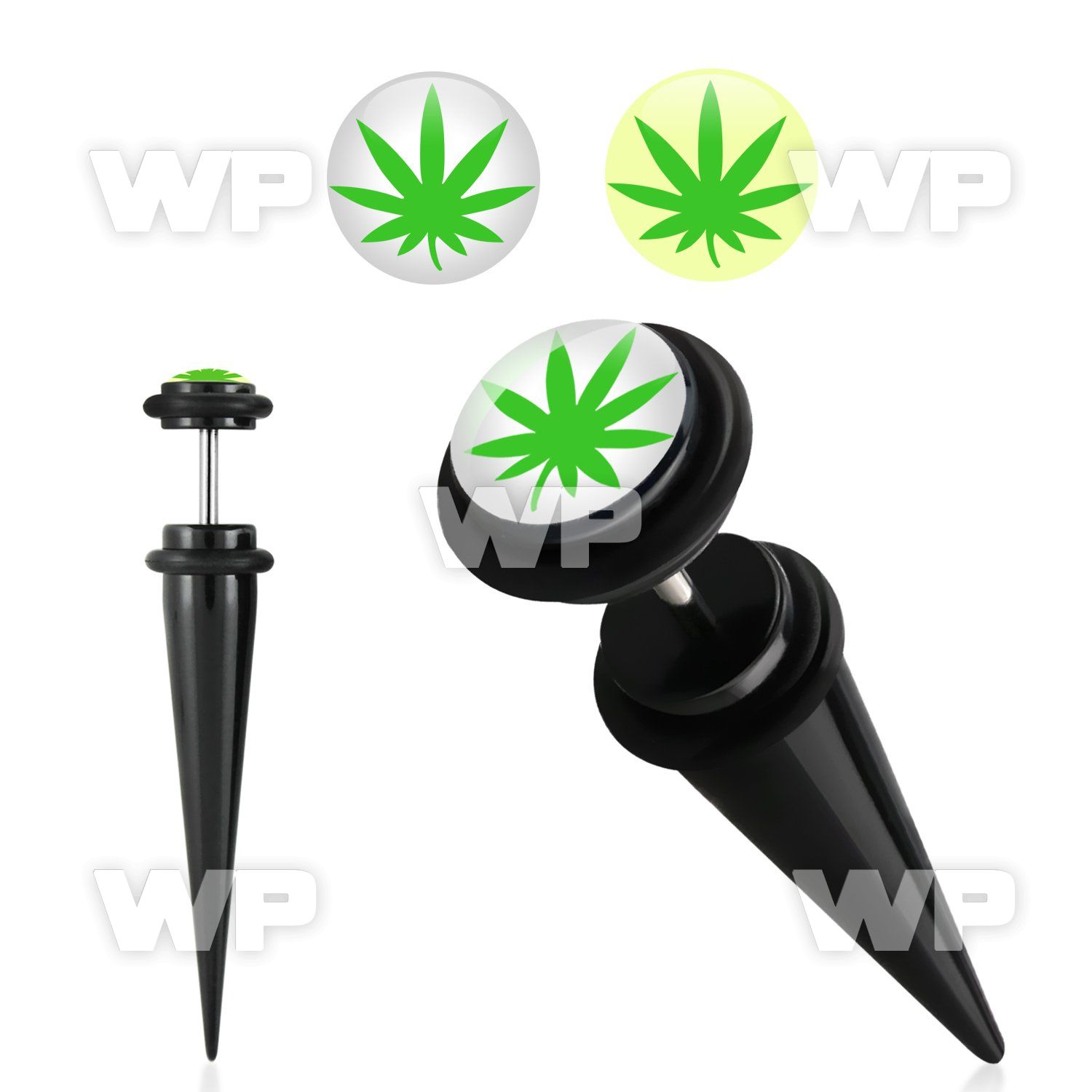8qrmbk black acrylic fake cheater taper marijuana picture o ri belly piercing