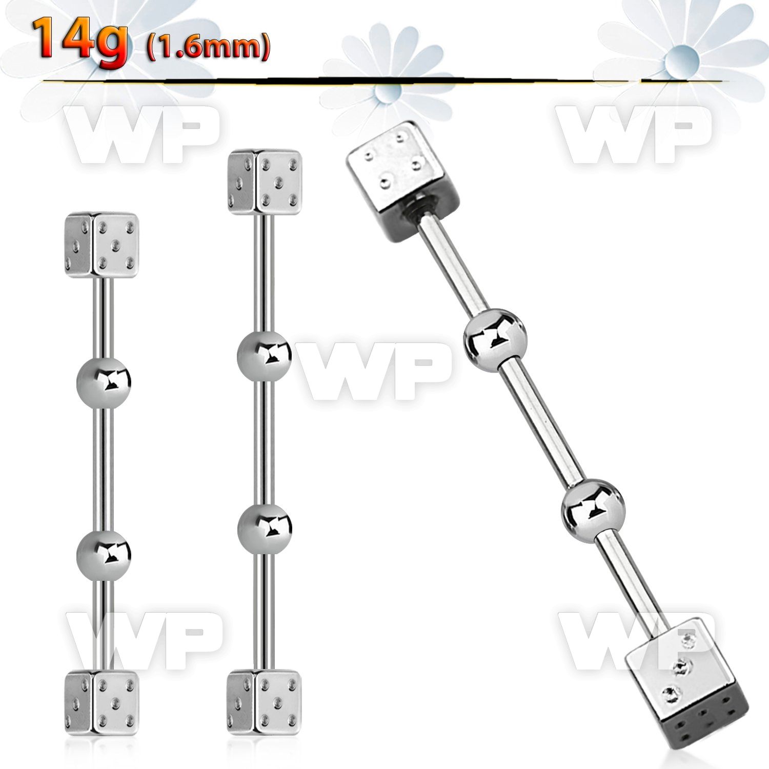 8u13xe0 316l steel industrial barbell 1 6mm 5mm dices on both 