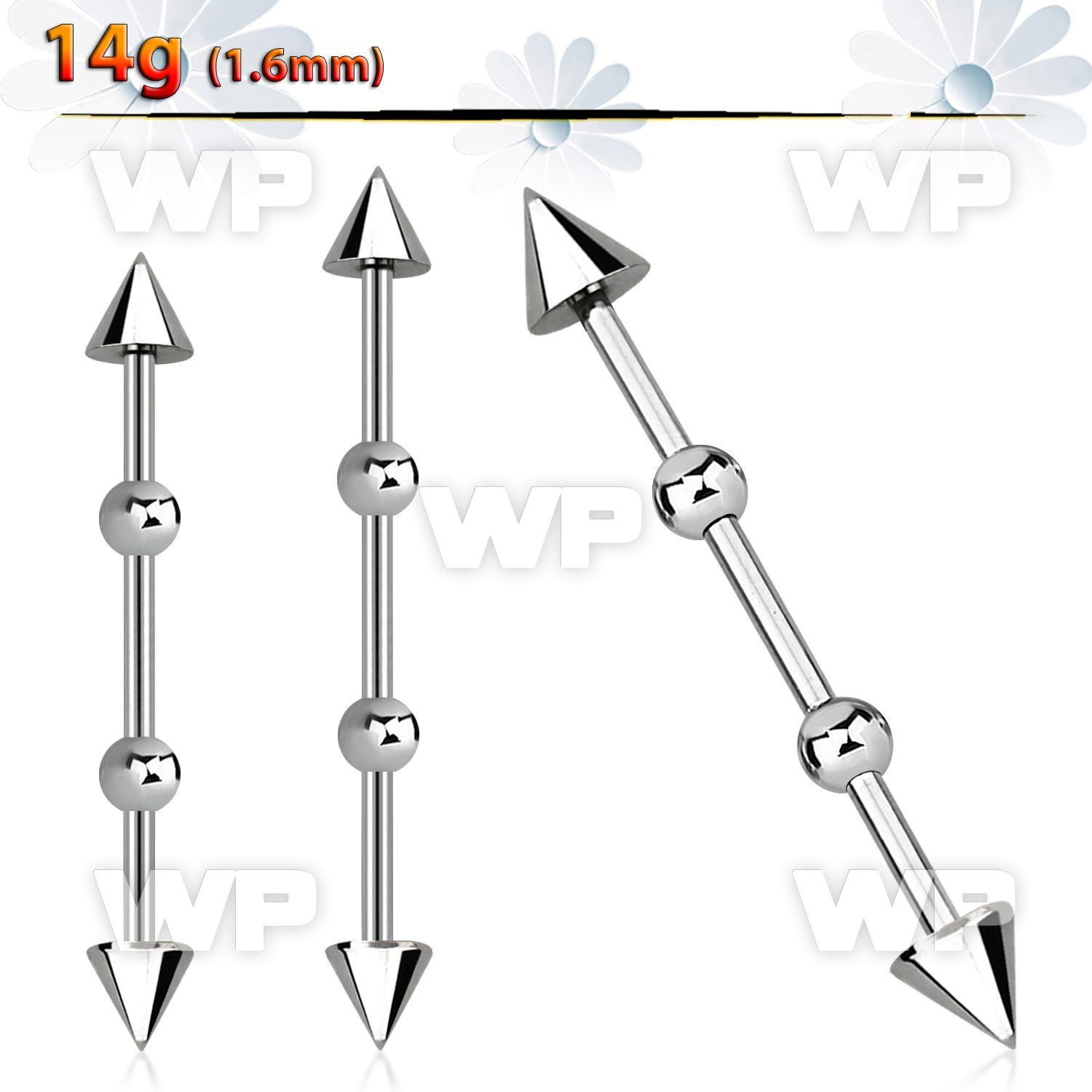 8u13xes 316l steel industrial barbell 1 6mm 5mm cones on both 