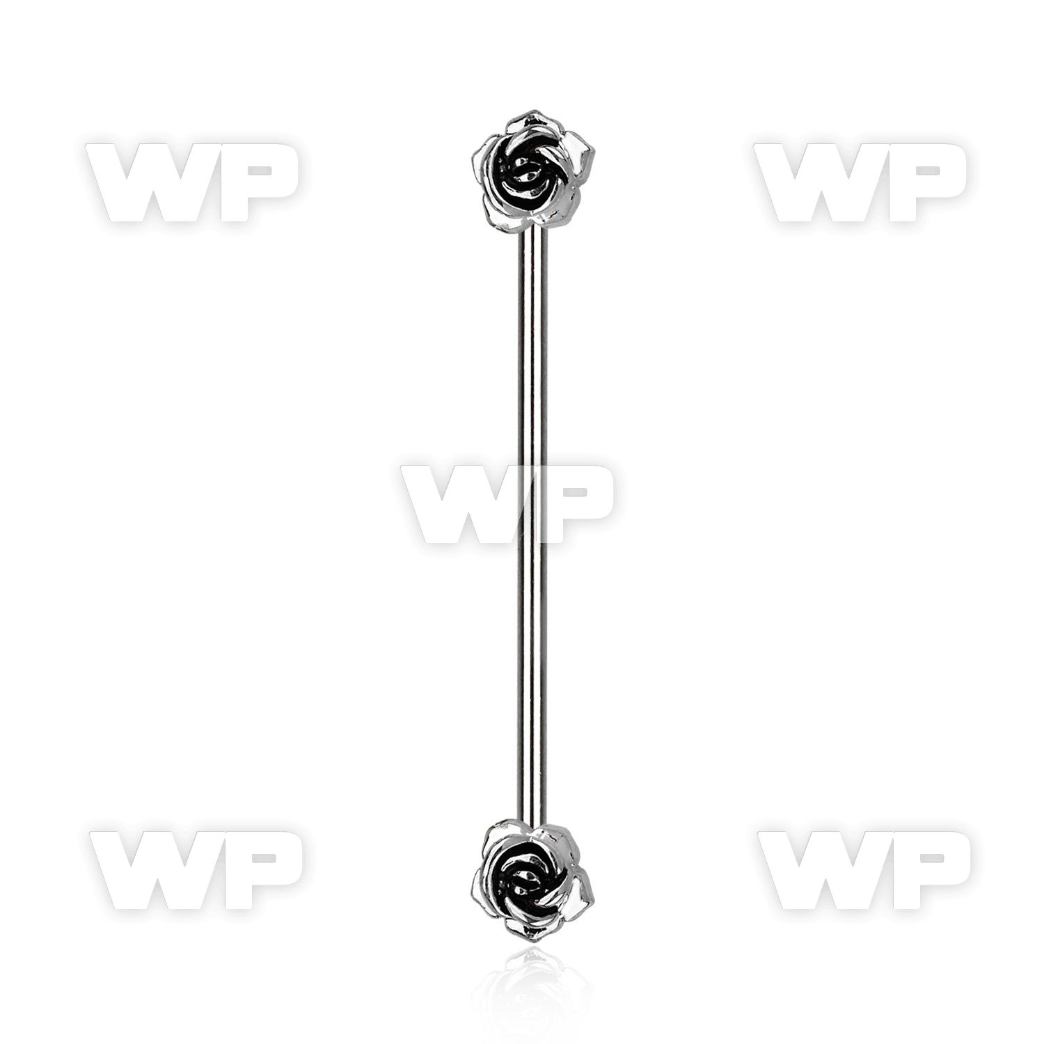 8u13xk9 surgical steel industrial barbell 1 6mm small roses ear lobe piercing
