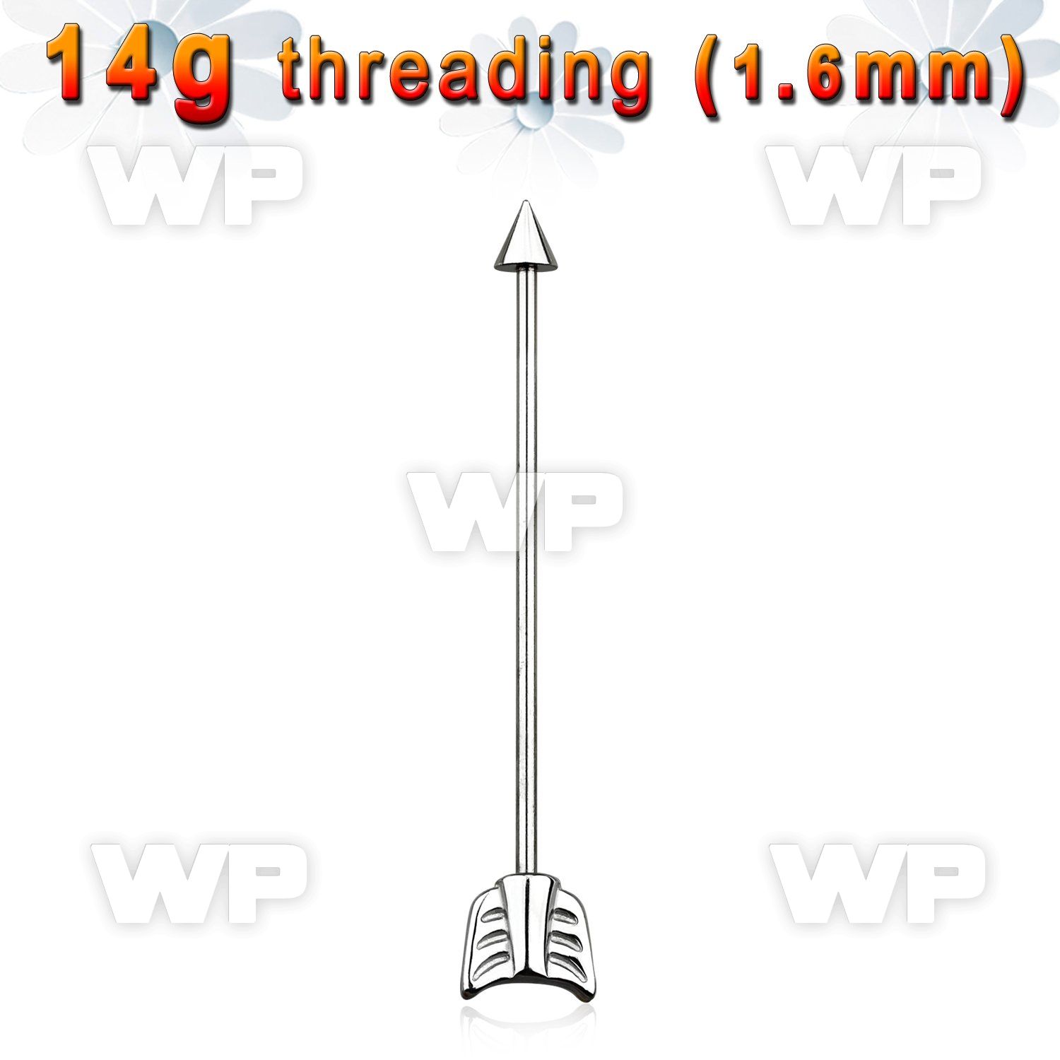 8u17o surgical steel industrial barbell 1 6mm 5mm cone caste 
