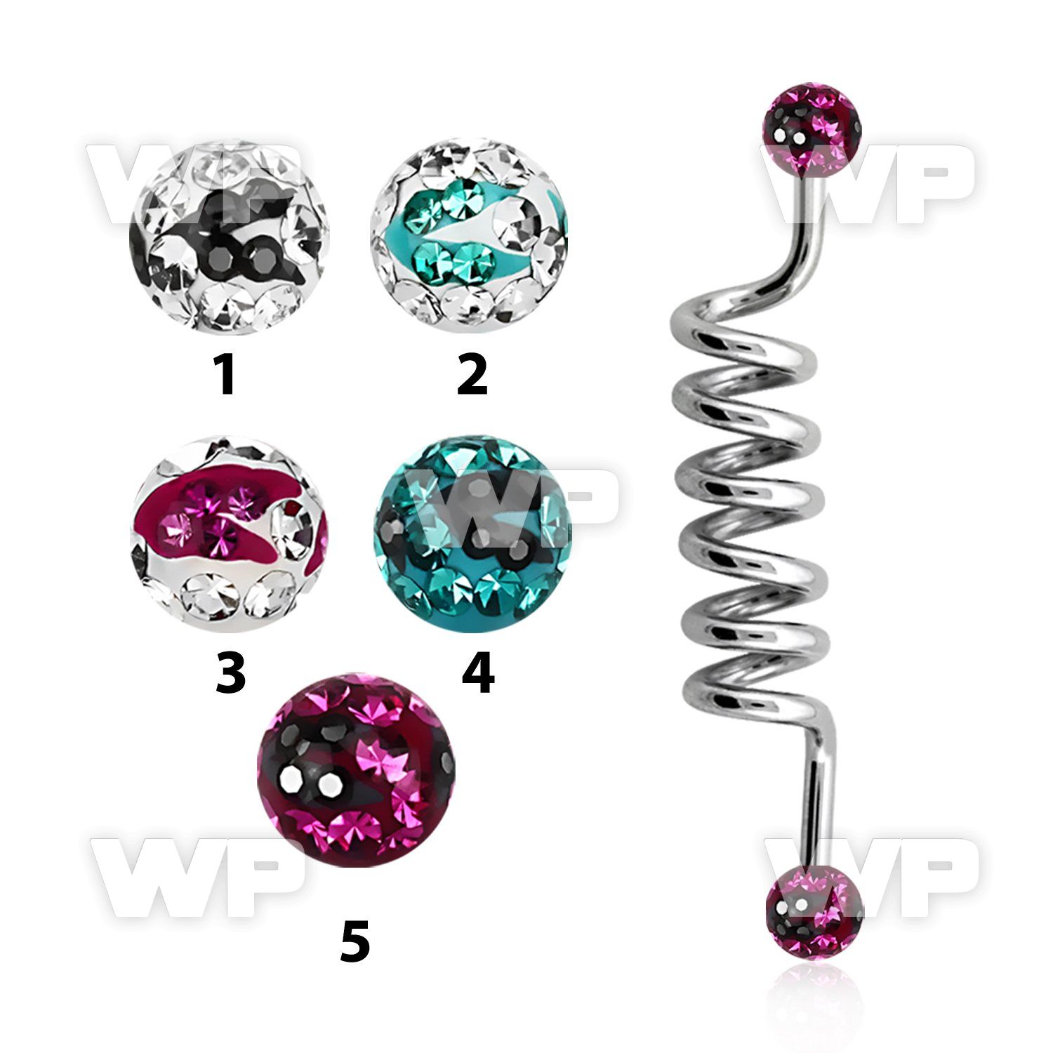 8u1das6 316l steel industrial coil barbell 1 6mm 5mm multi cryst helix piercing