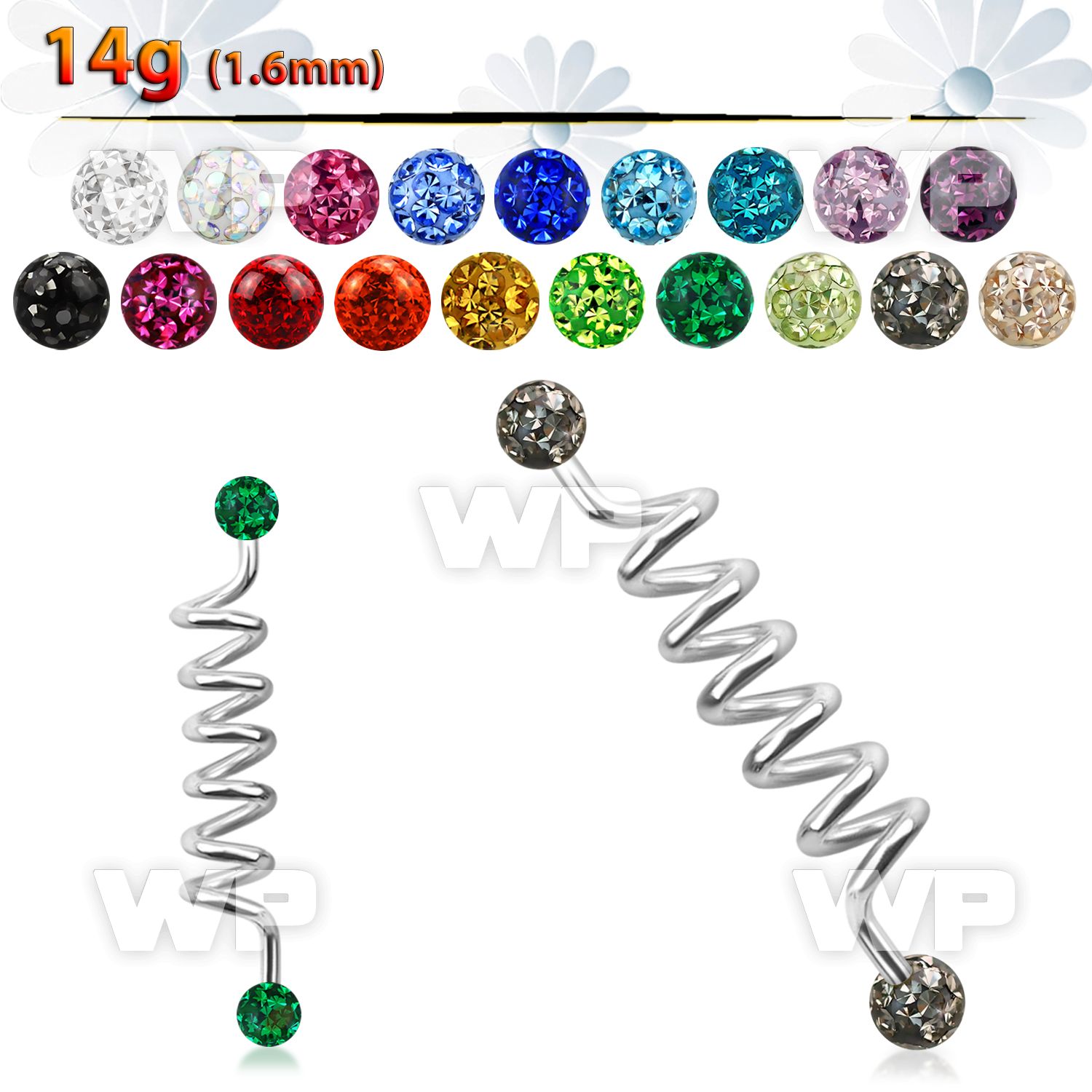 8u1das 316l steel industrial coil barbell 1 6mm 5mm clear epoxy 