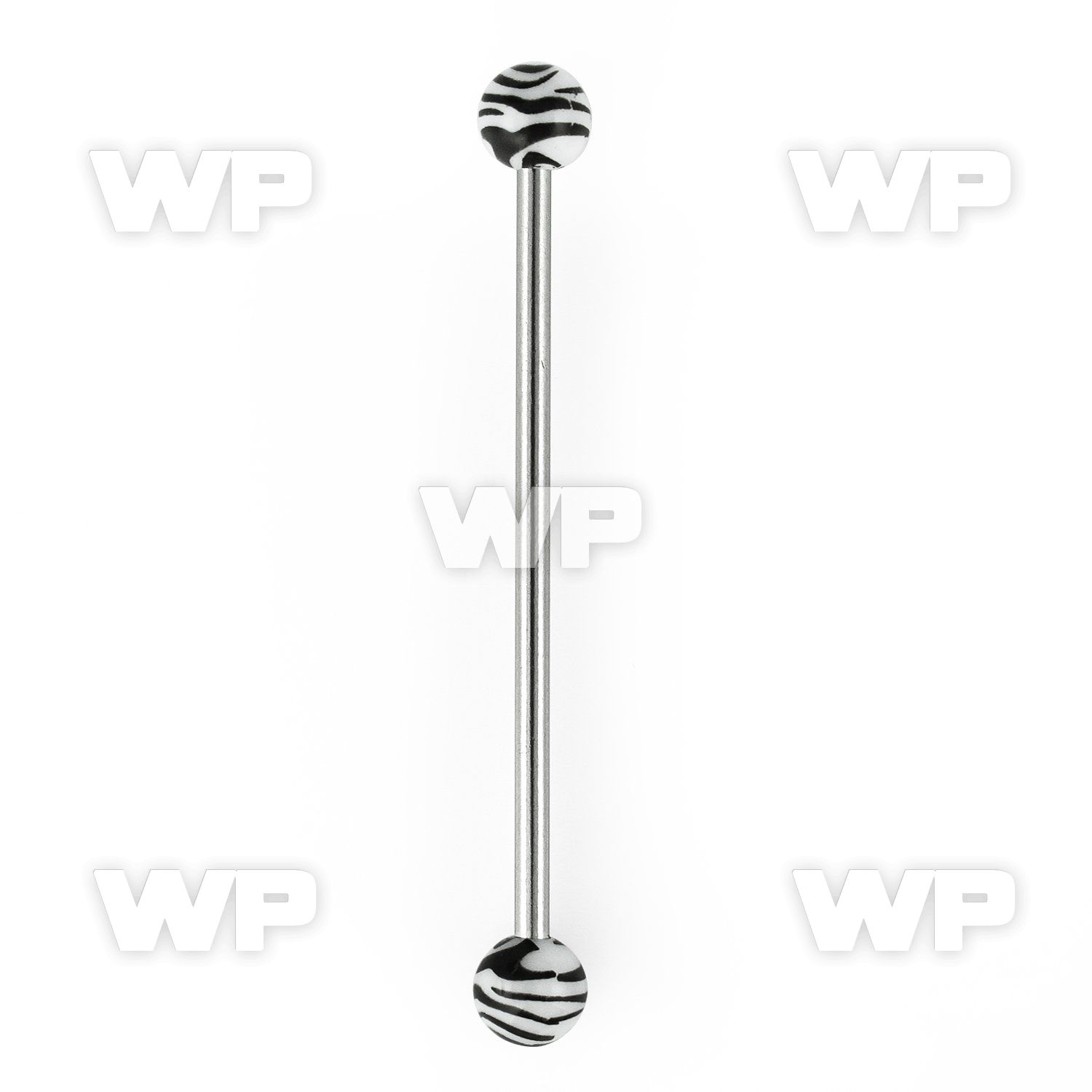 8u1fc surgical steel industrial barbell 1 6mm 5mm black whit 