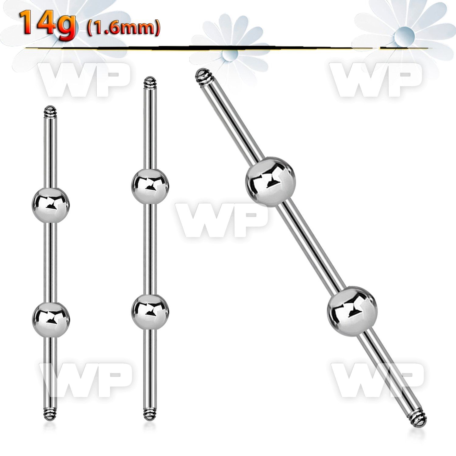 8u3xz surgical steel industrial barbell post 1 6mm 4mm ballson 