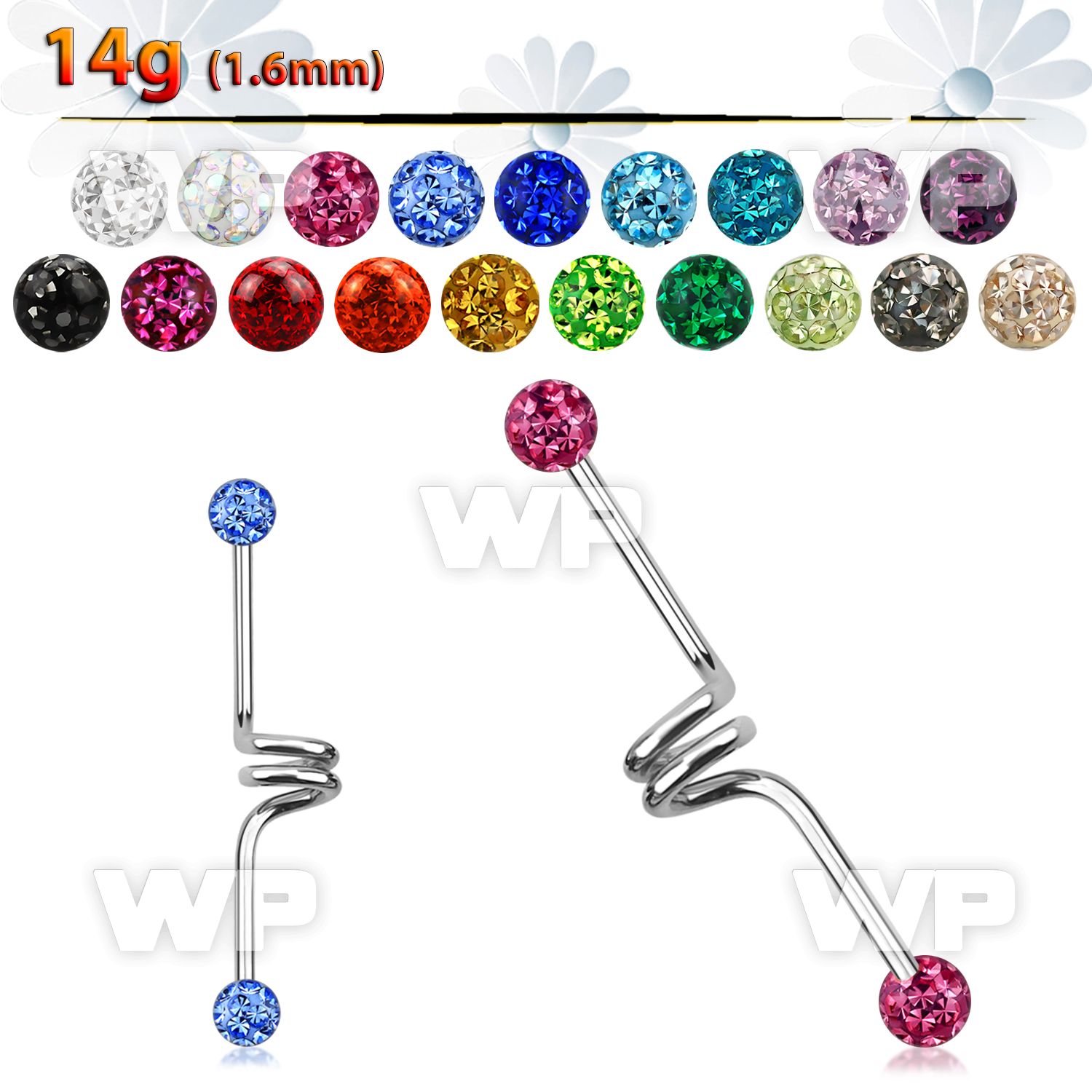 8u6das 316l steel industrial twister barbell 1 6mm 5mm clear 