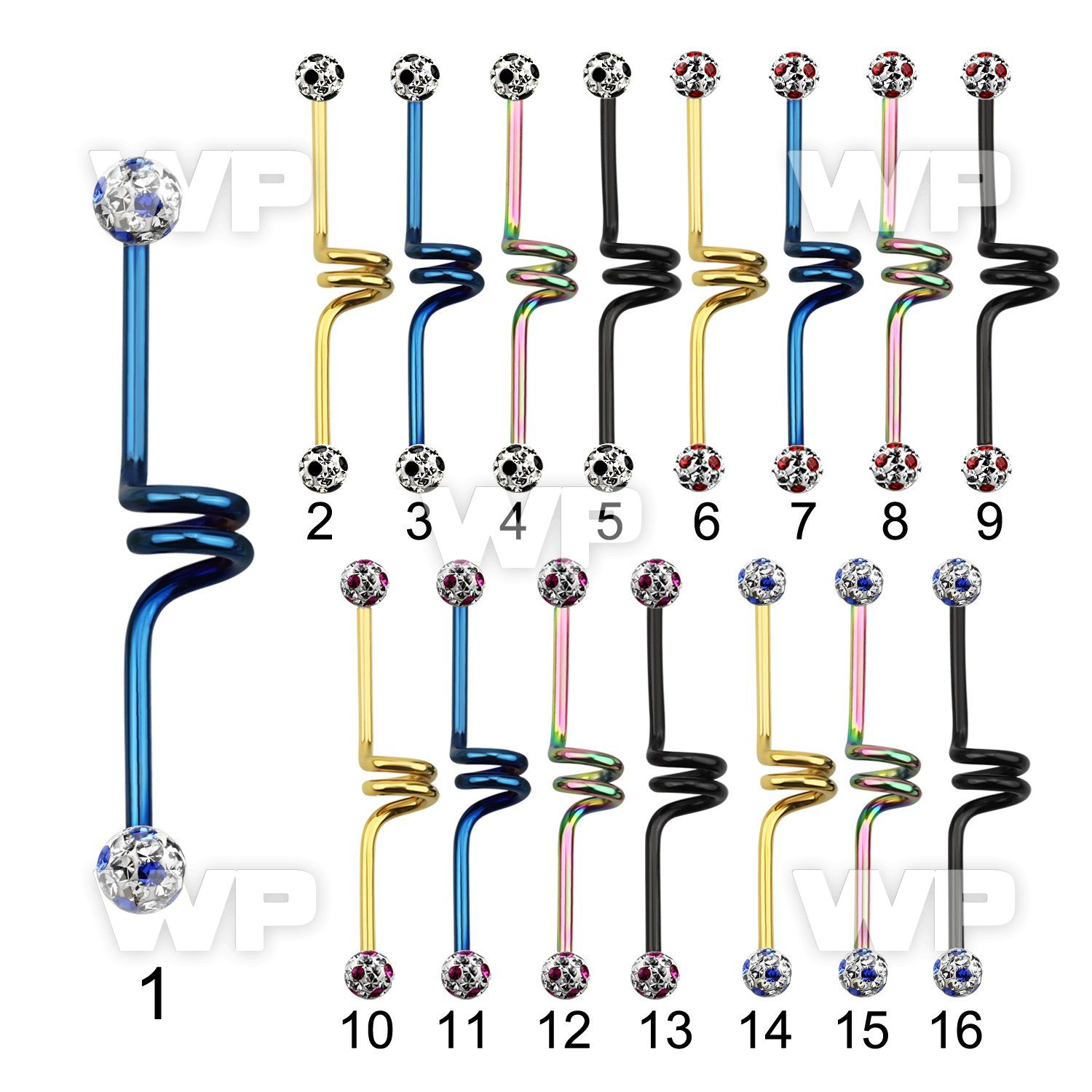 8ur6das7 ion plated 316l steel industrial twister barbell 1 6mm 