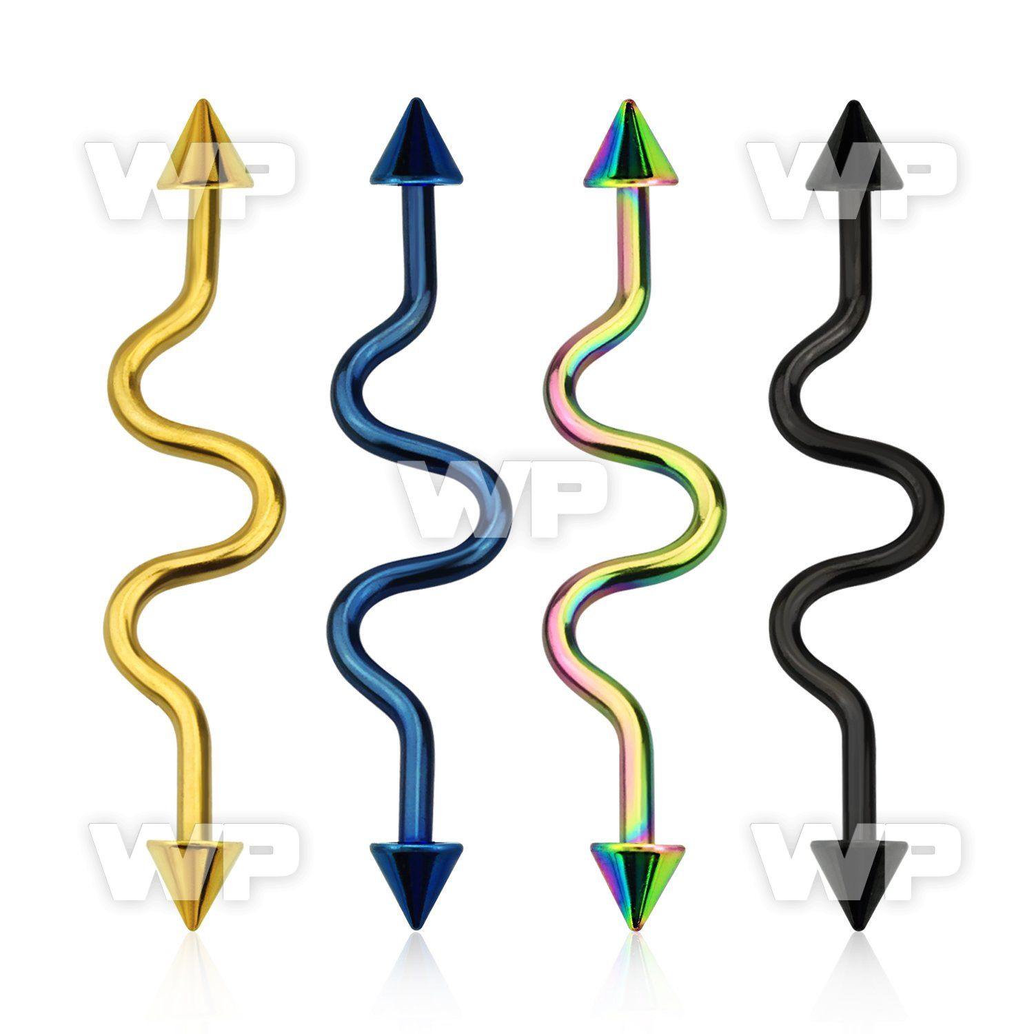 8ur76us ion plated surgical steel industrial zig zag barbell 1 6 