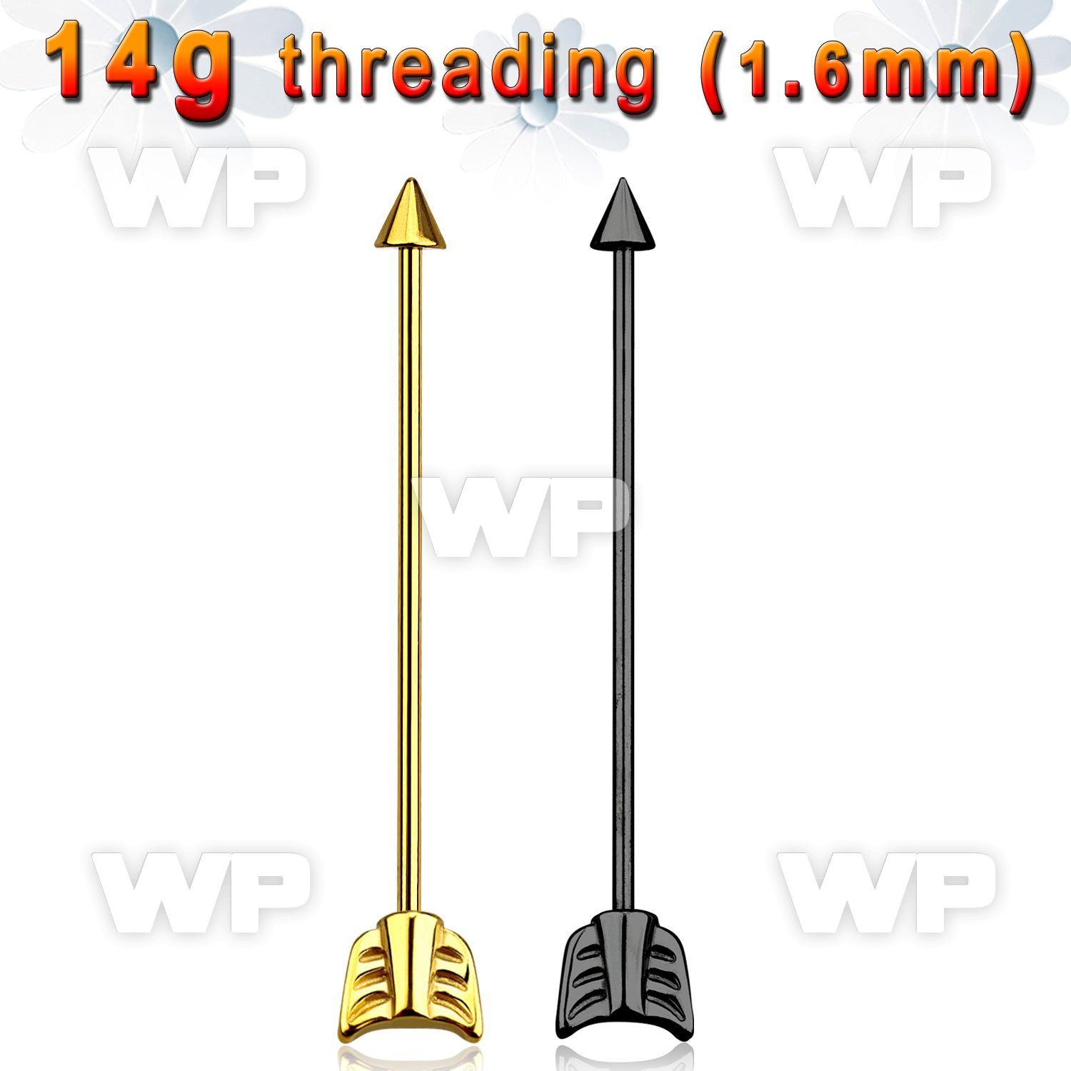 8ur7o ion plated surgical steel industrial barbell 1 6mm 5mm 