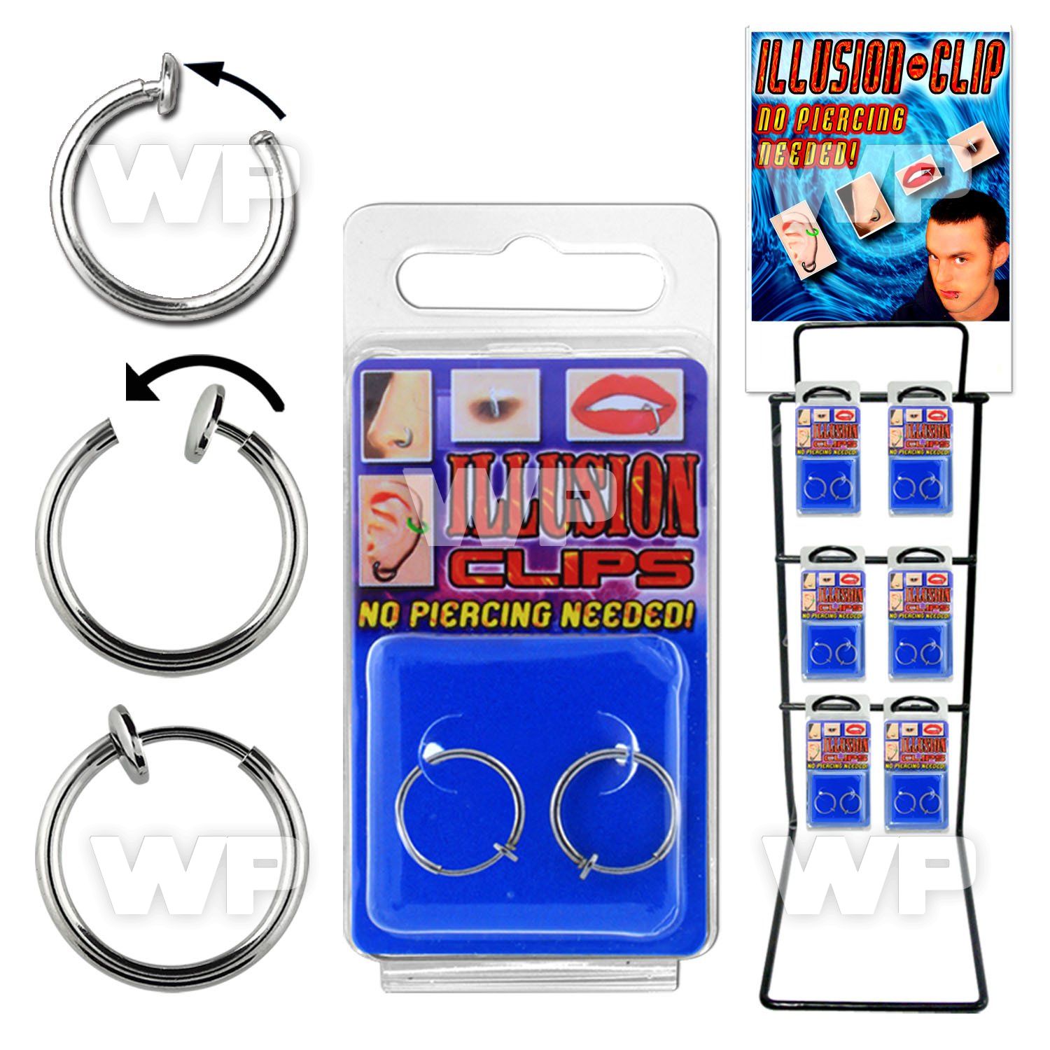 a26bm rack w spring fake fake clips ear lobe piercing