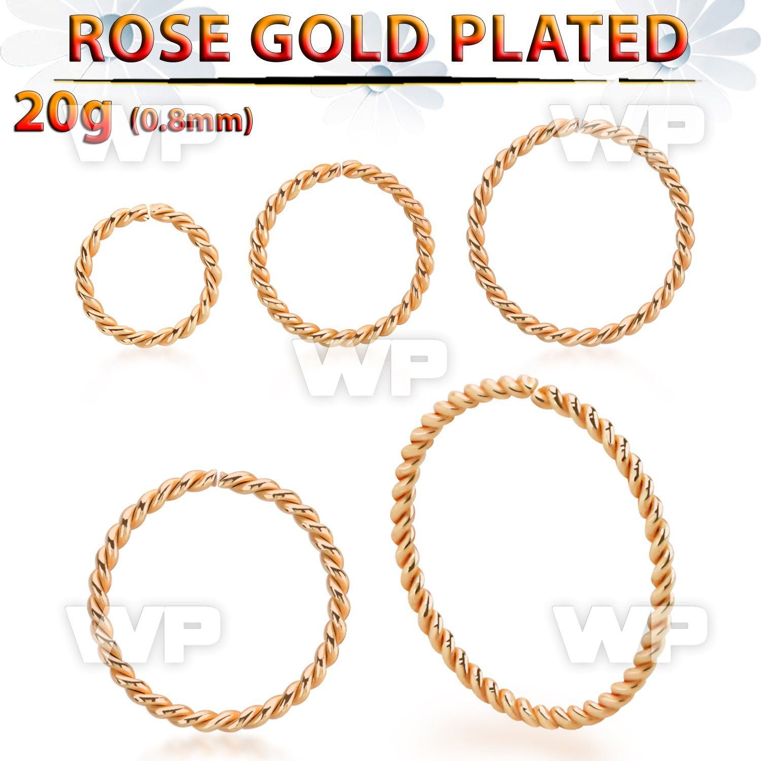 a33wbokp rose gold finish silver seamless ring 20g twisted