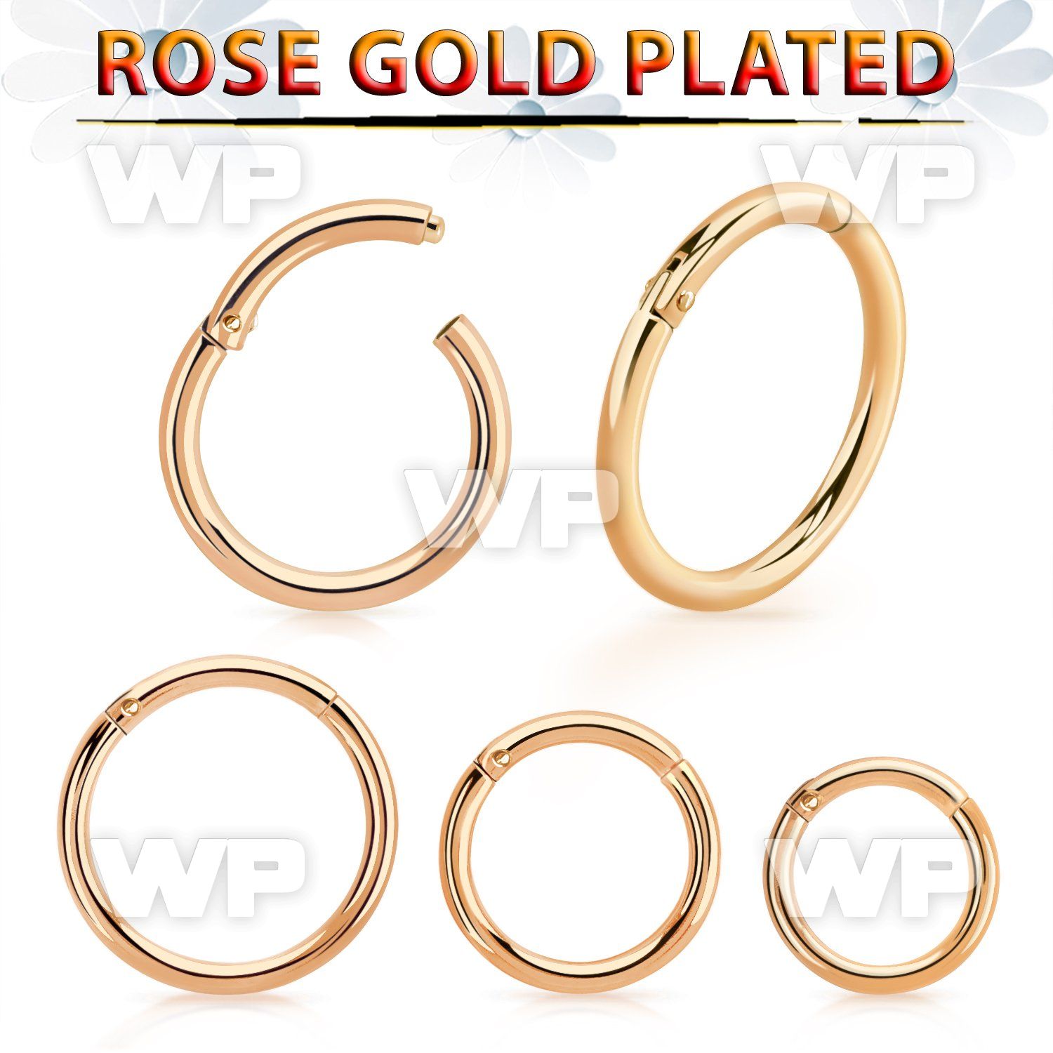 a33wixey rose gold finish silver hinged segment clicker 16g