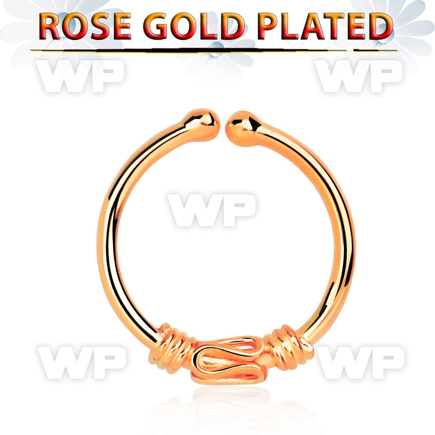 a33wmek1 silver fake septum ring w real rose gold plating w a bali septum piercing